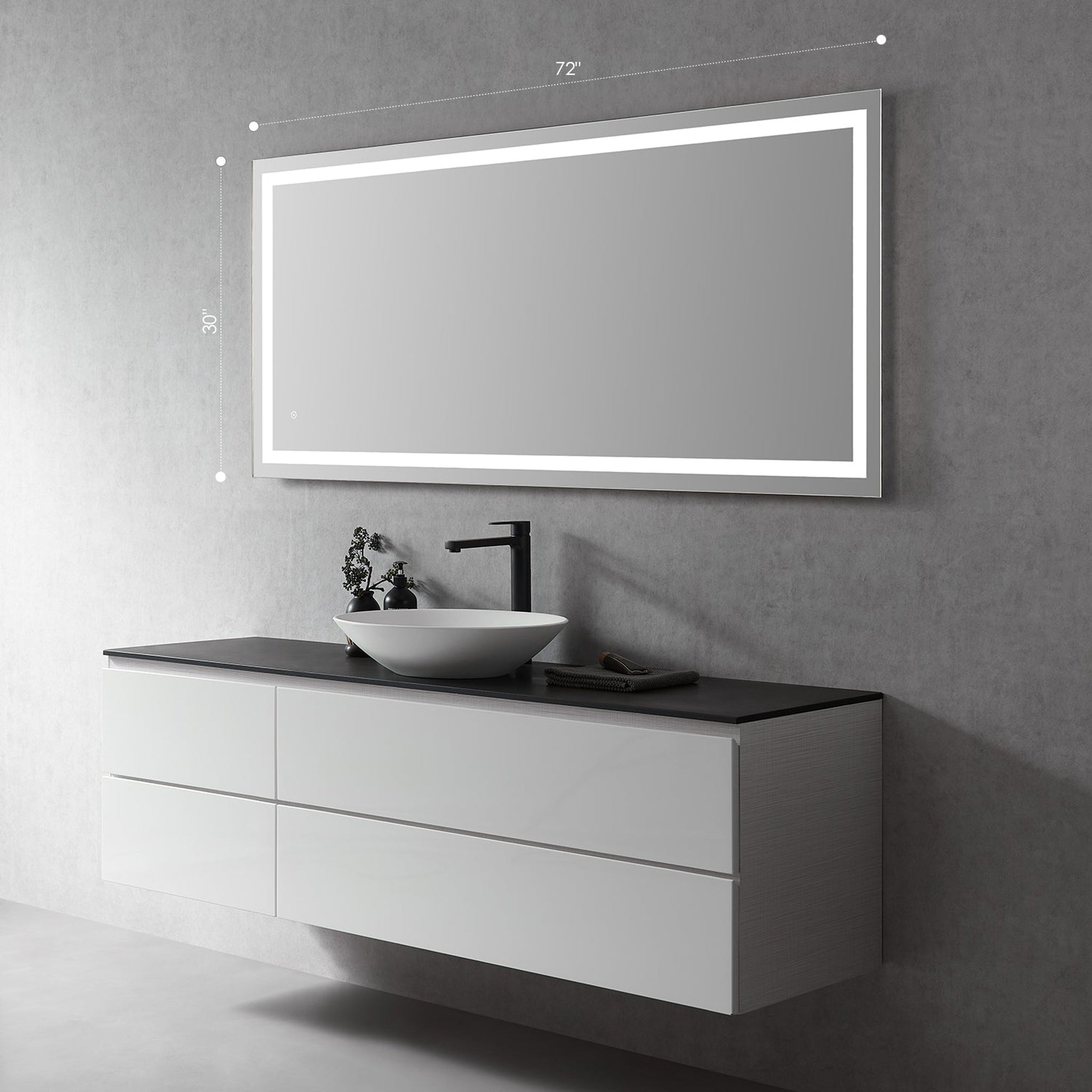 Altair, Altair Genova 72" Rectangle Wall-Mounted LED Mirror