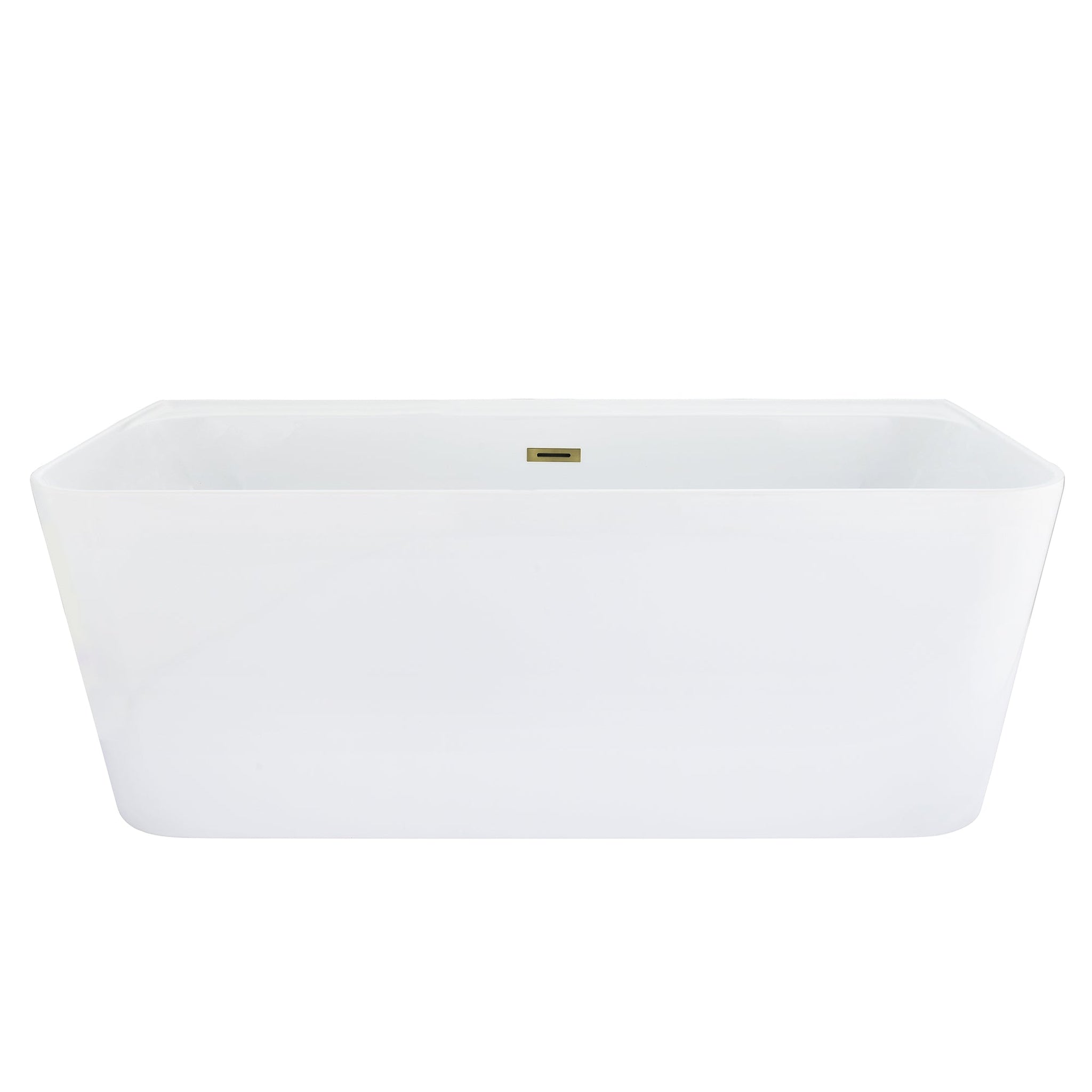 Altair, Altair Groda 63" x 30" White Acrylic Freestanding Bathtub With Brushed Gold Drain and Overflow