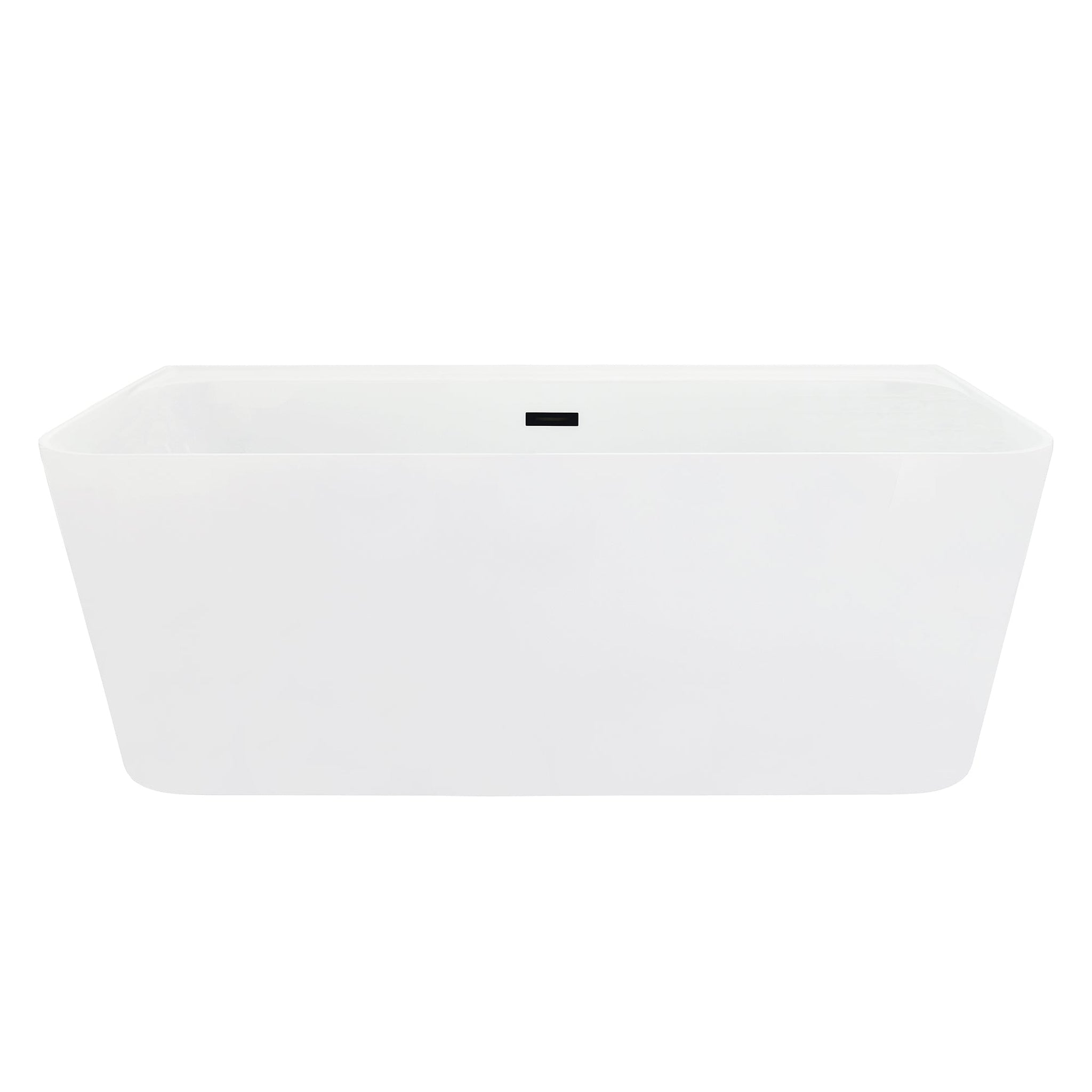 Altair, Altair Groda 63" x 30" White Acrylic Freestanding Bathtub With Matte Black Drain and Overflow