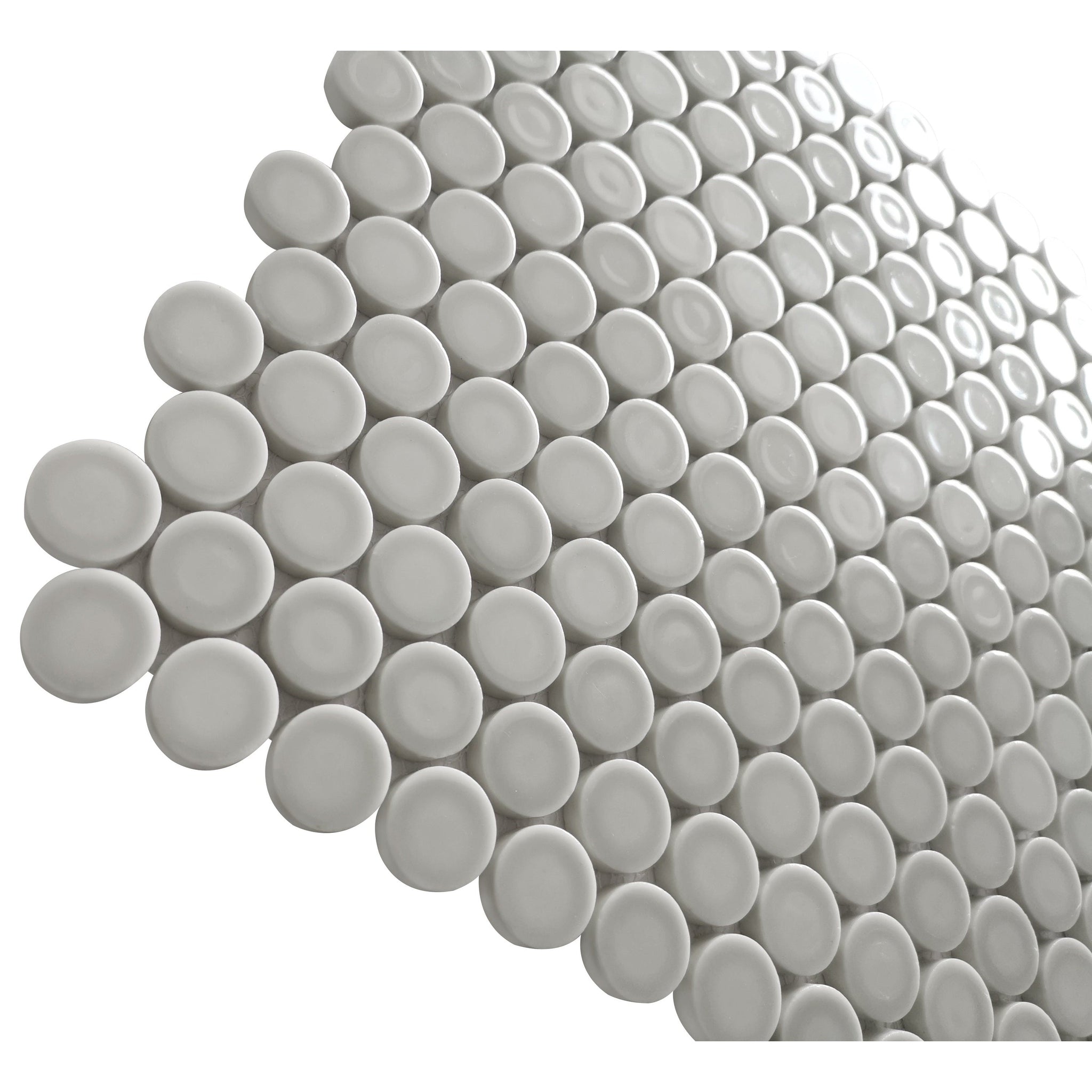 Altair, Altair Huelva 11 pcs. Circular Light Grey Glass Penny Mosaic Floor and Wall Tile