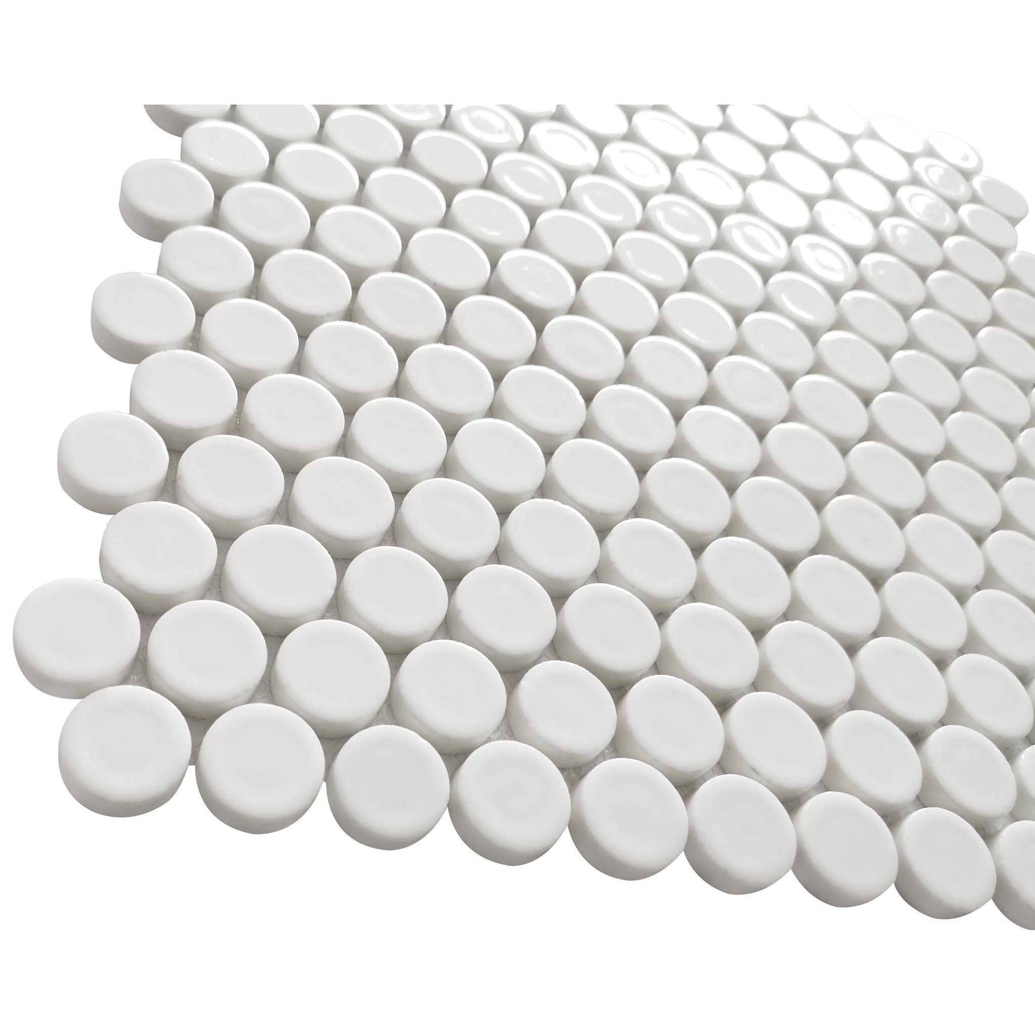 Altair, Altair Huelva 11 pcs. Circular White Glass Penny Mosaic Floor and Wall Tile