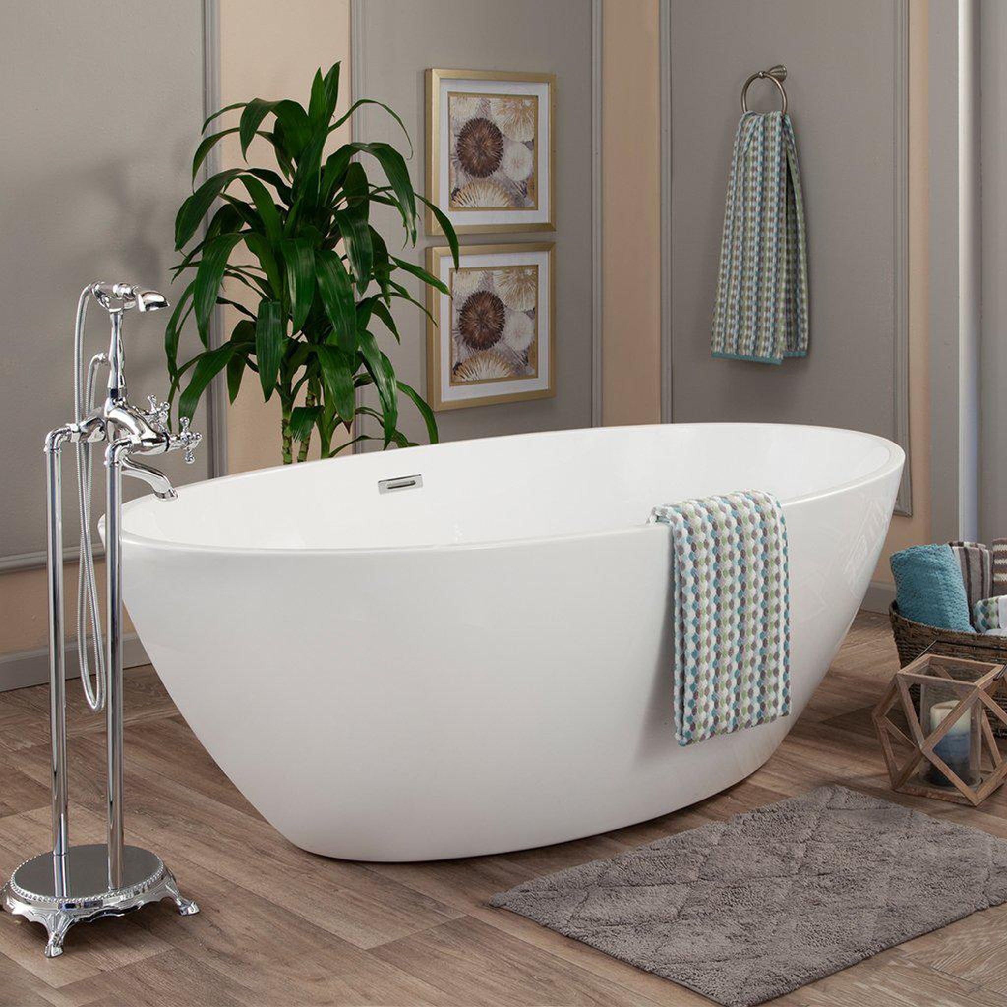 Altair, Altair Jolie 69" x 40" White Acrylic Freestanding Bathtub