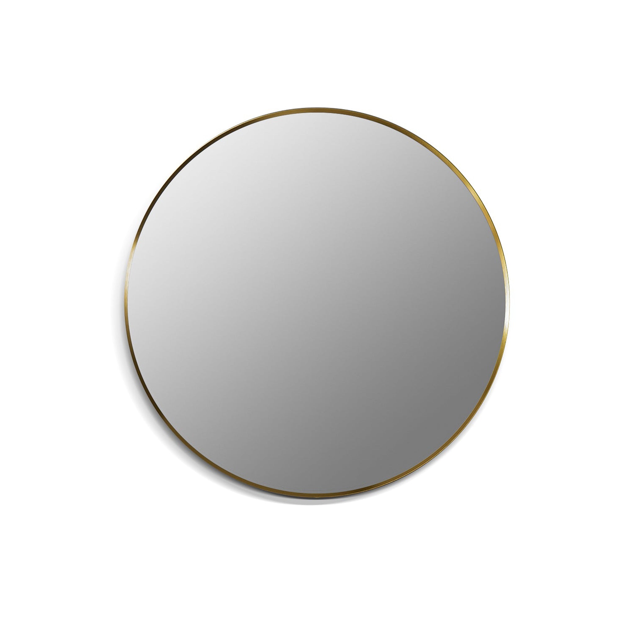 Altair, Altair Liceo 30" Round Brushed Gold Aluminum Framed Wall-Mounted Mirror