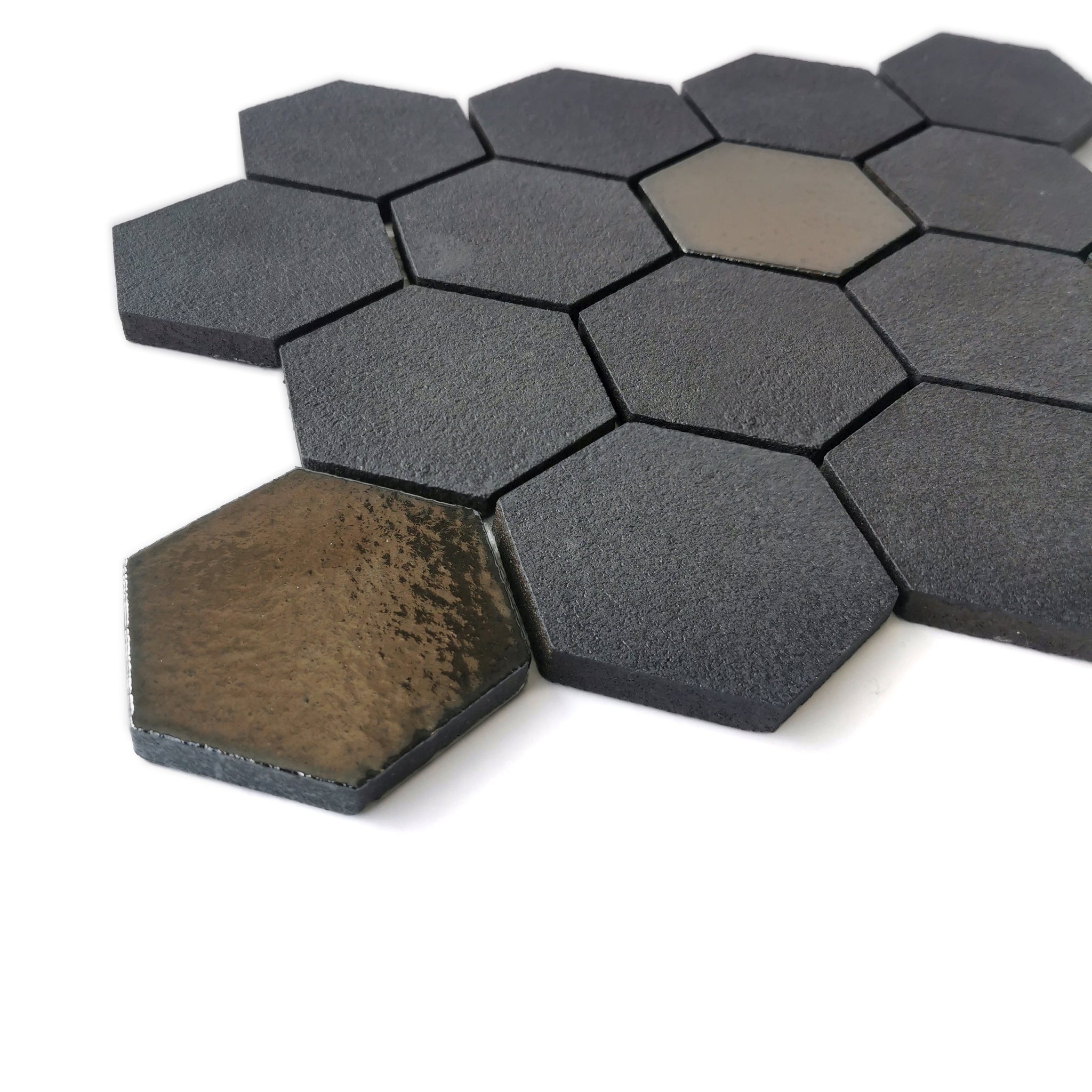 Altair, Altair Lugo 9 pcs. Hexagon Dark Grey Stone Mosaic Floor and Wall Tile