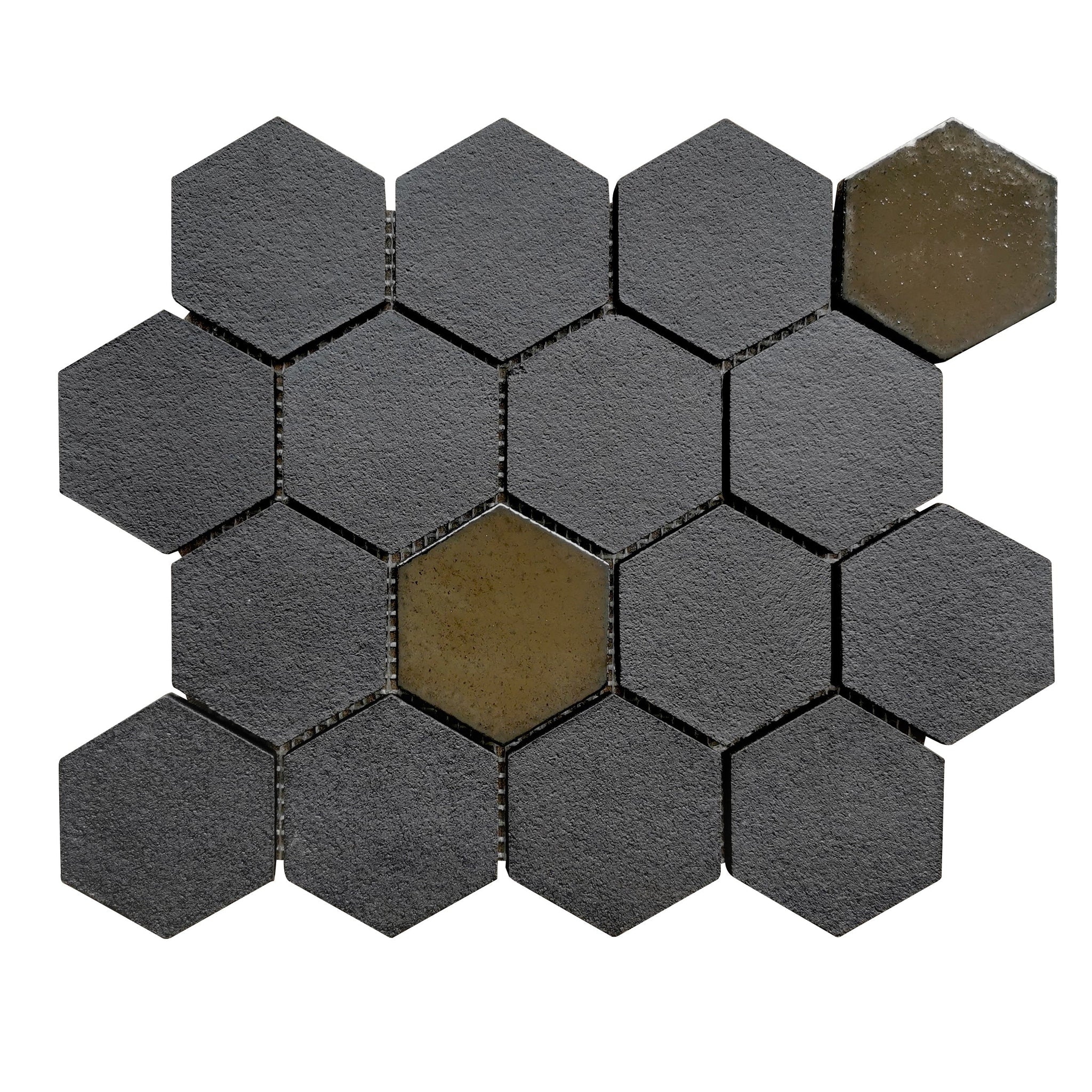 Altair, Altair Lugo 9 pcs. Hexagon Dark Grey Stone Mosaic Floor and Wall Tile