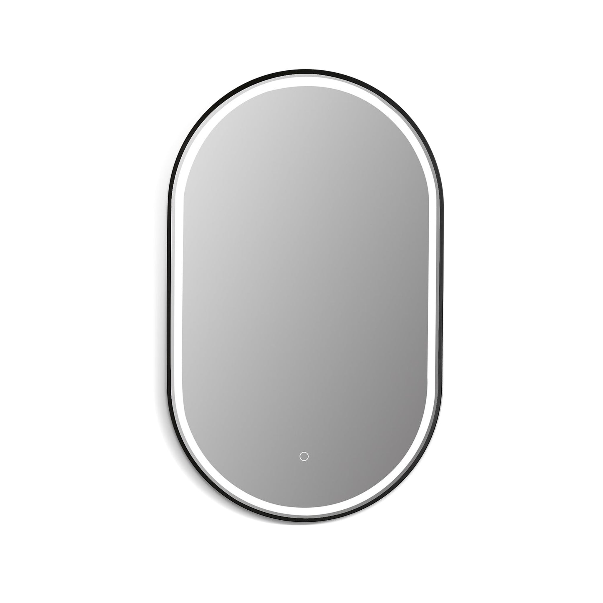 Altair, Altair Oleggio 22" Oval Matte Black Wall-Mounted LED Mirror