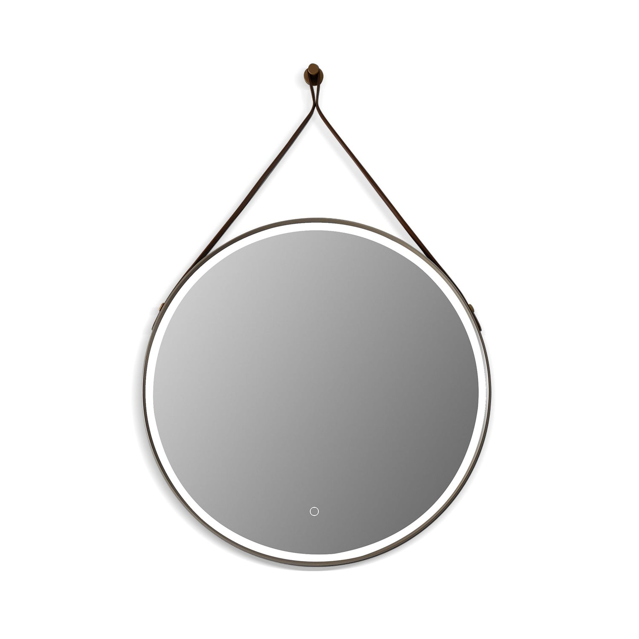 Altair, Altair Roccia 28" Round Brushed Gold Wall-Mounted LED Mirror