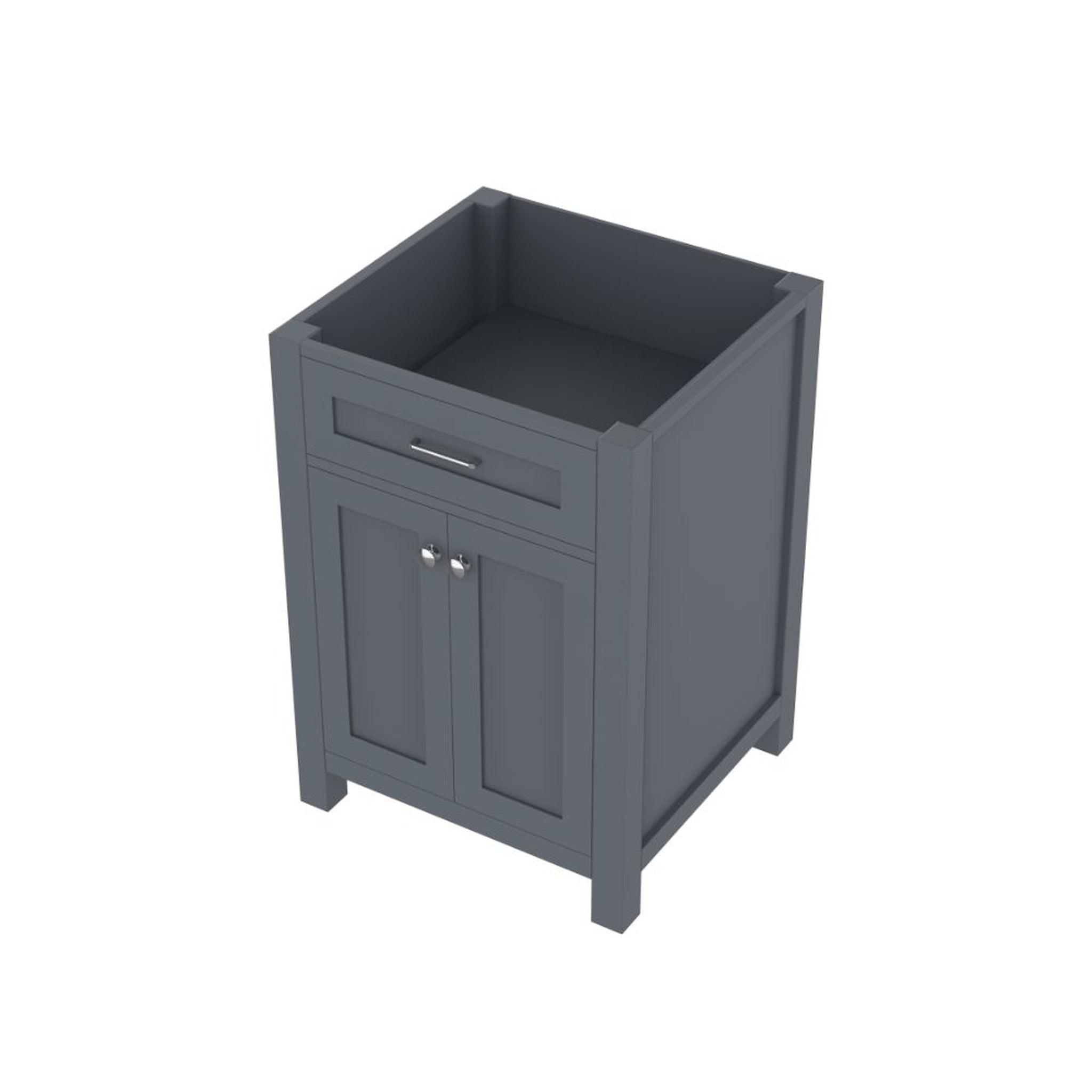 Alya Bath, Alya Bath Norwalk 24" Single Gray Freestanding Bathroom Vanity With Brushed Nickel Edge Handles