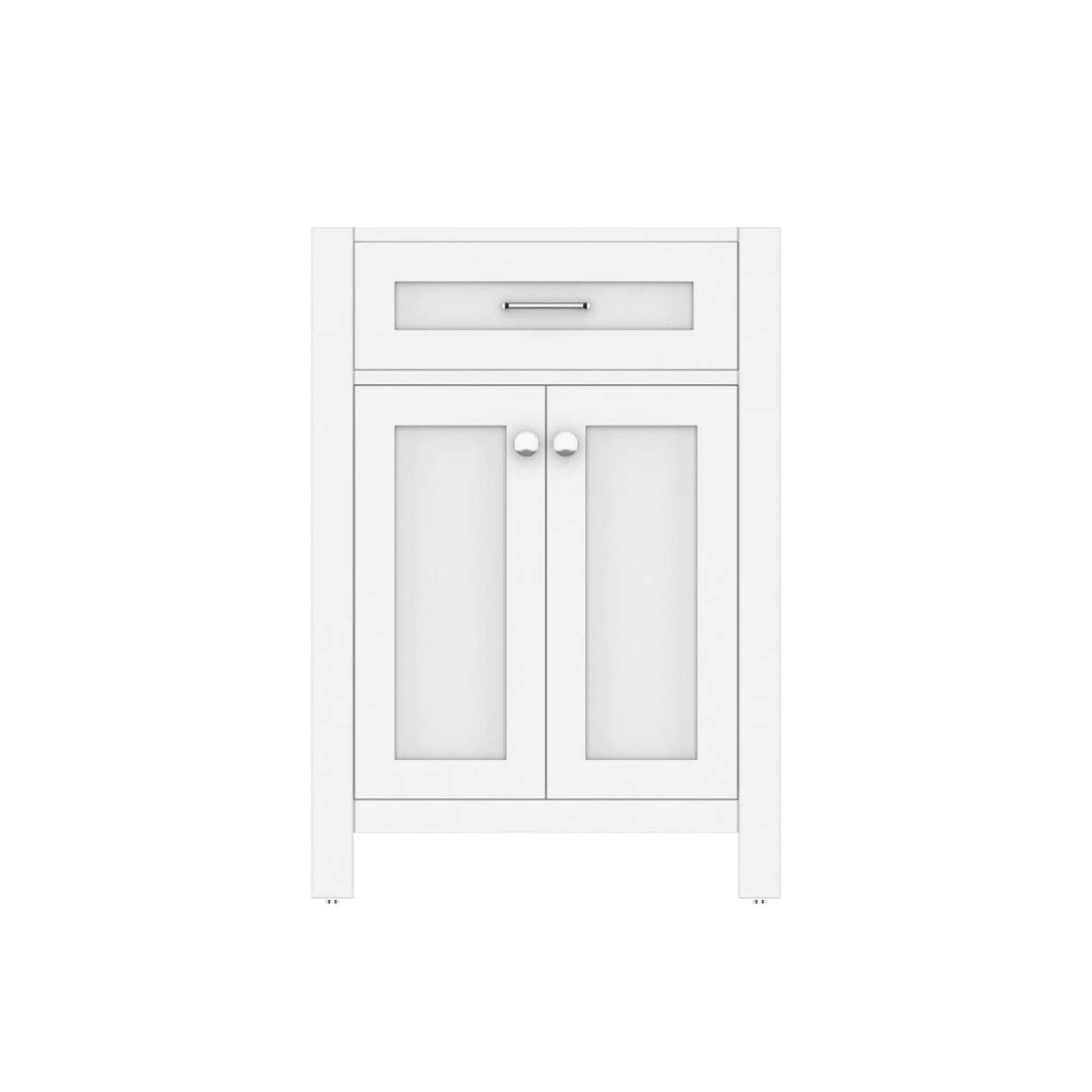 Alya Bath, Alya Bath Norwalk 24" Single White Freestanding Bathroom Vanity With Brushed Nickel Edge Handles