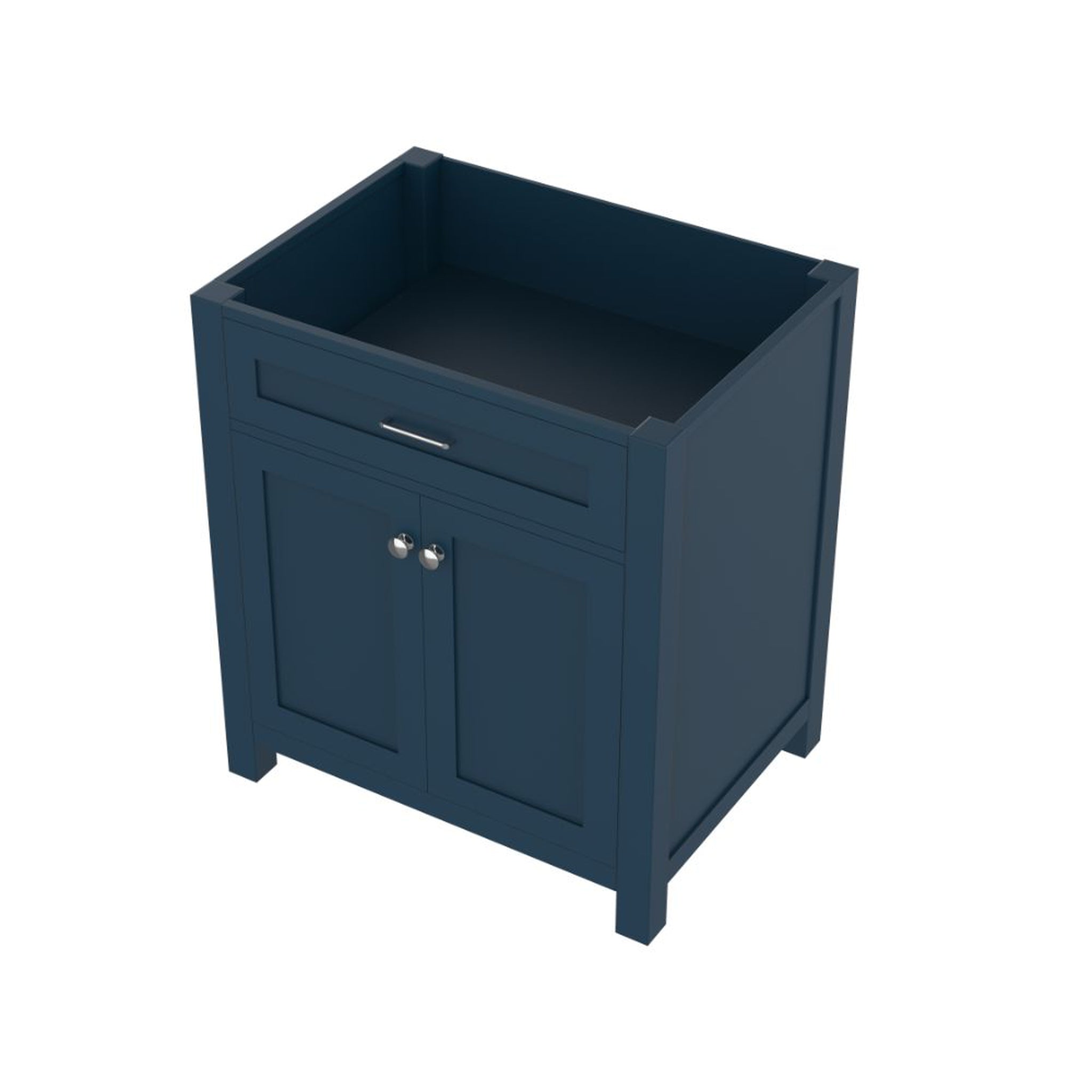 Alya Bath, Alya Bath Norwalk 30" Single Blue Freestanding Bathroom Vanity With Brushed Nickel Edge Handles