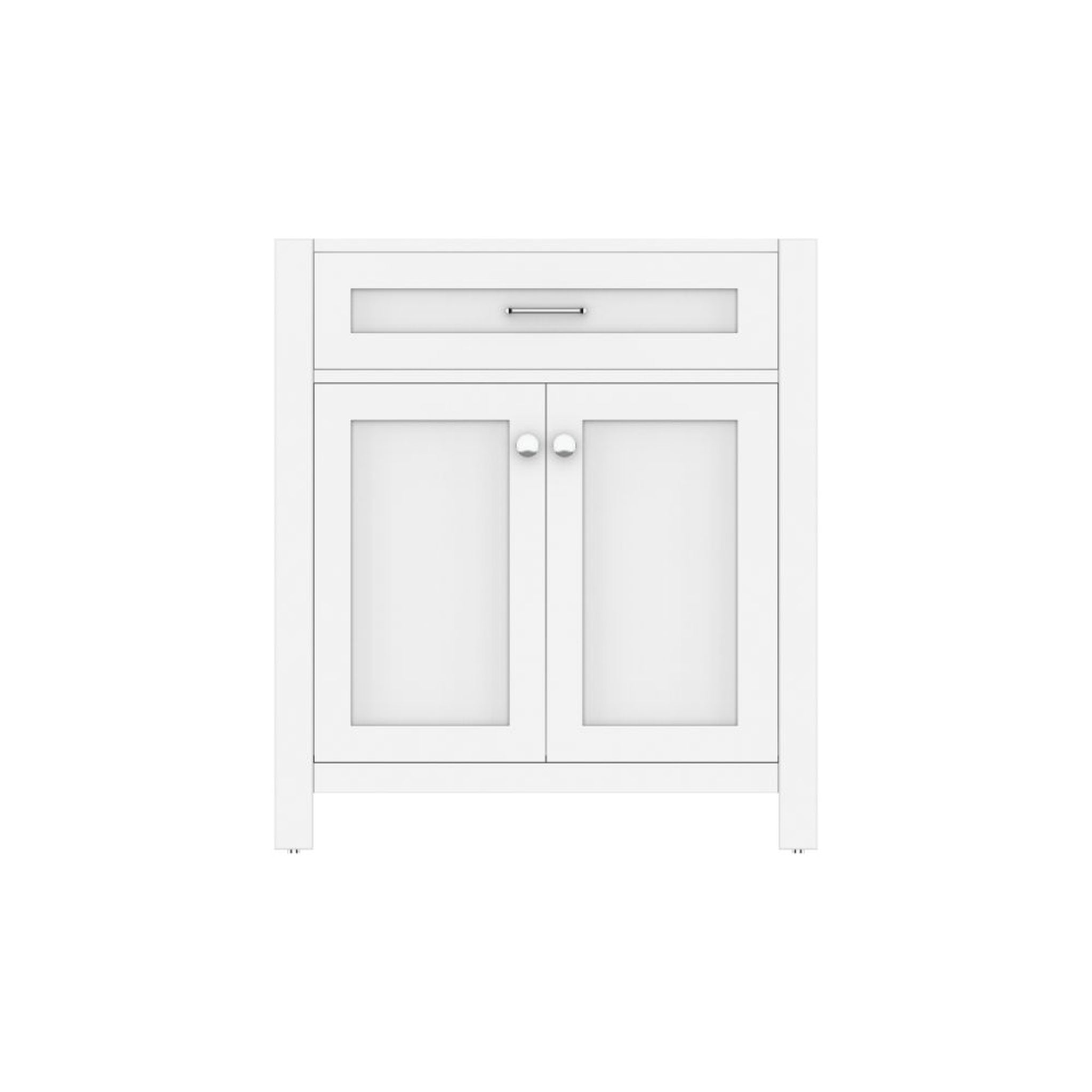 Alya Bath, Alya Bath Norwalk 30" Single White Freestanding Bathroom Vanity with Brushed Nickel Edge Handles