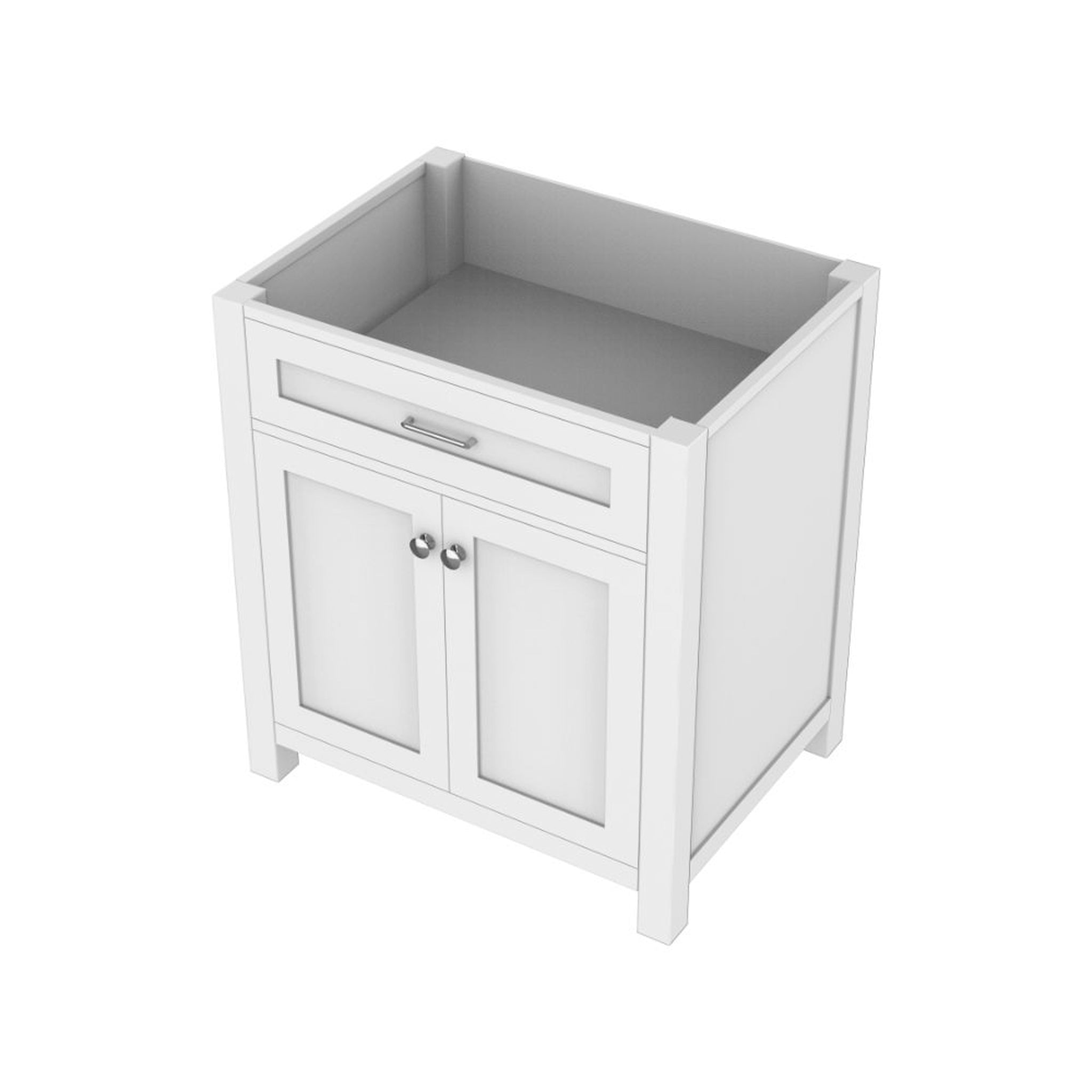 Alya Bath, Alya Bath Norwalk 30" Single White Freestanding Bathroom Vanity with Brushed Nickel Edge Handles