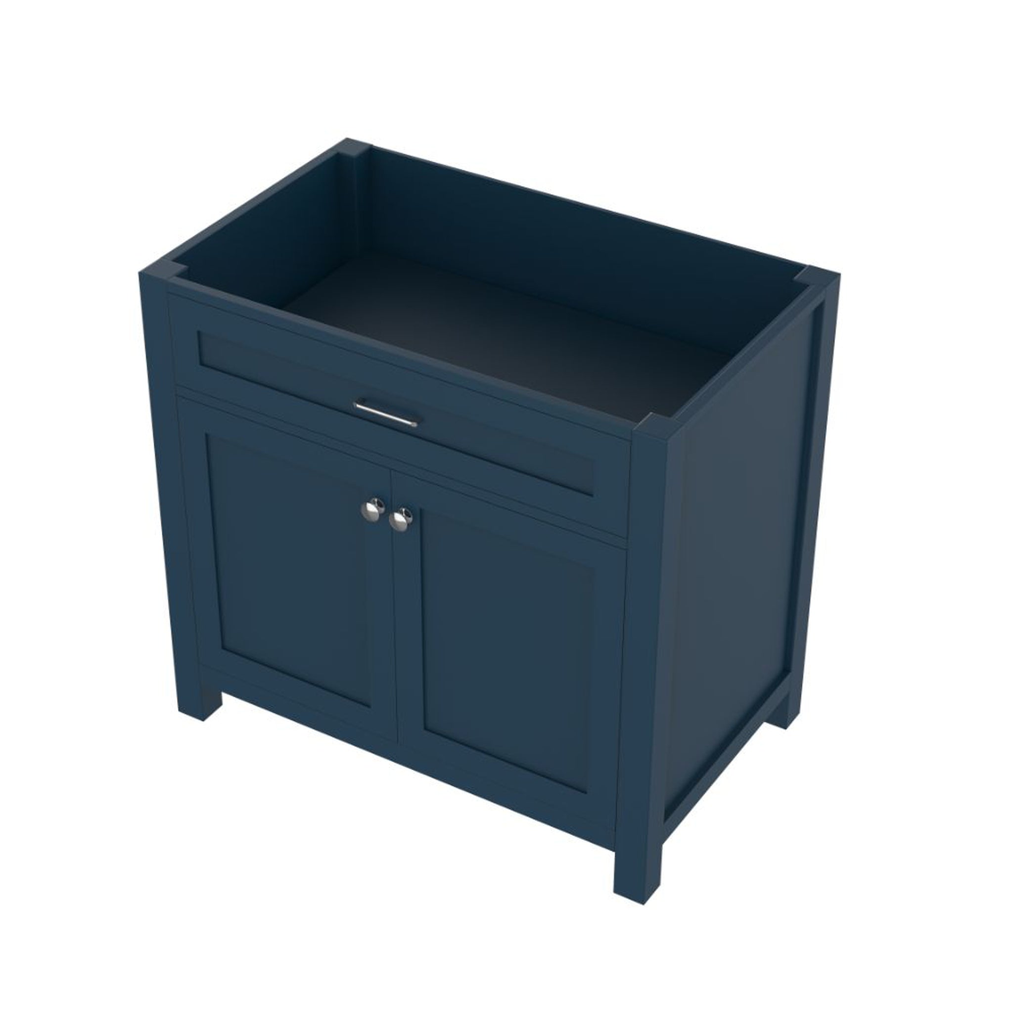 Alya Bath, Alya Bath Norwalk 36" Single Blue Freestanding Bathroom Vanity With Brushed Nickel Edge Handles