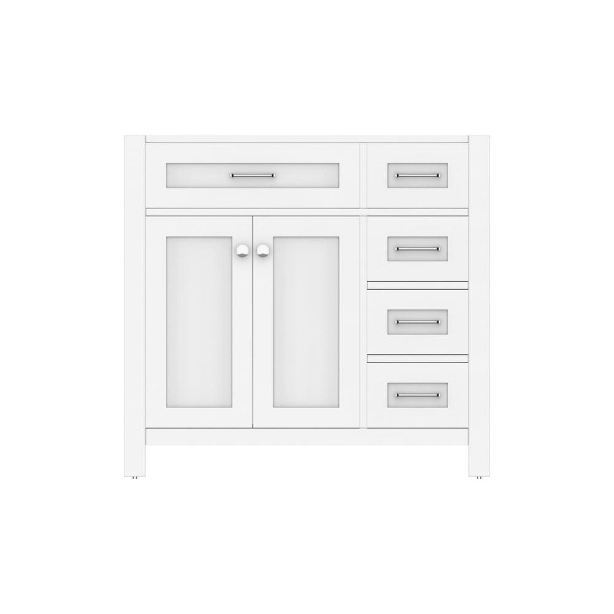 Alya Bath, Alya Bath Norwalk  36" Single White Freestanding Bathroom Vanity with Drawer and Brushed Nickel Edge Handles