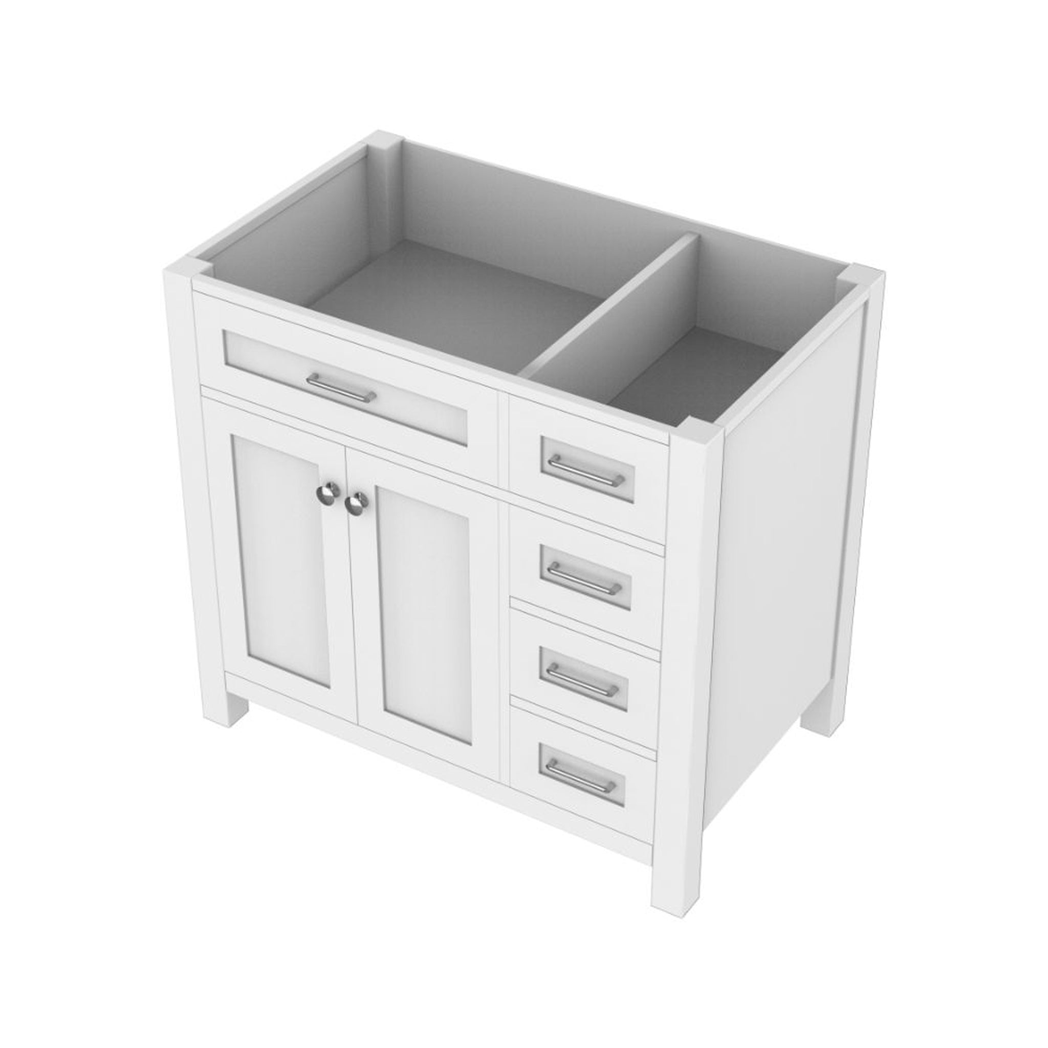 Alya Bath, Alya Bath Norwalk  36" Single White Freestanding Bathroom Vanity with Drawer and Brushed Nickel Edge Handles