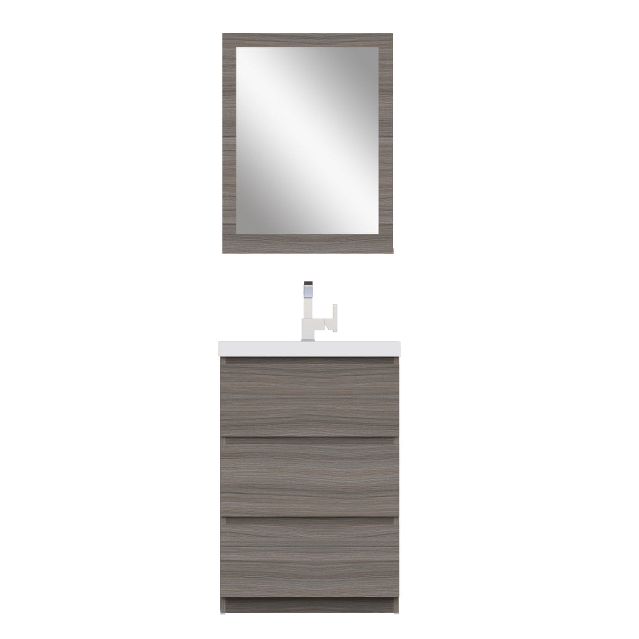 Alya Bath, Alya Bath Paterno 24" Single Gray Modern Freestanding Bathroom Vanity With Acrylic Top and Integrated Sink