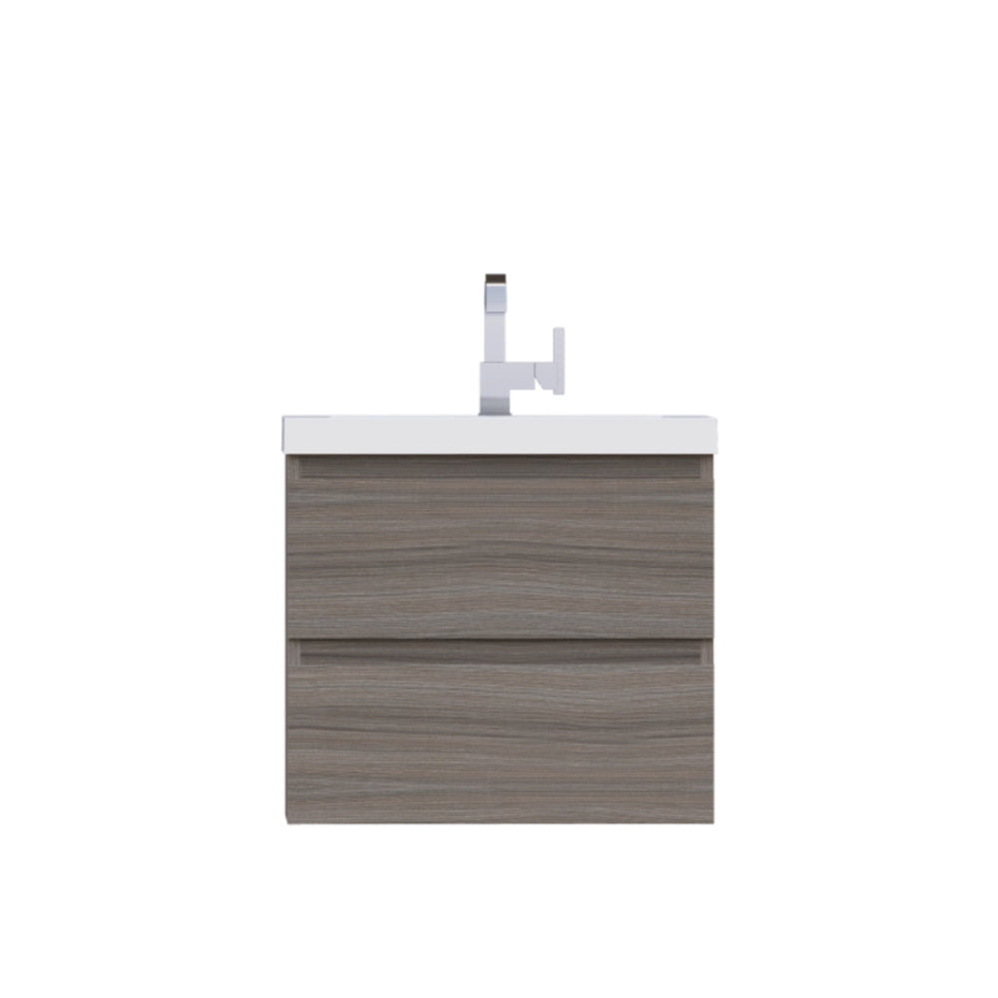 Alya Bath, Alya Bath Paterno 24" Single Gray Modern Wall Mounted  Bathroom Vanity With Acrylic Top and Integrated Sink