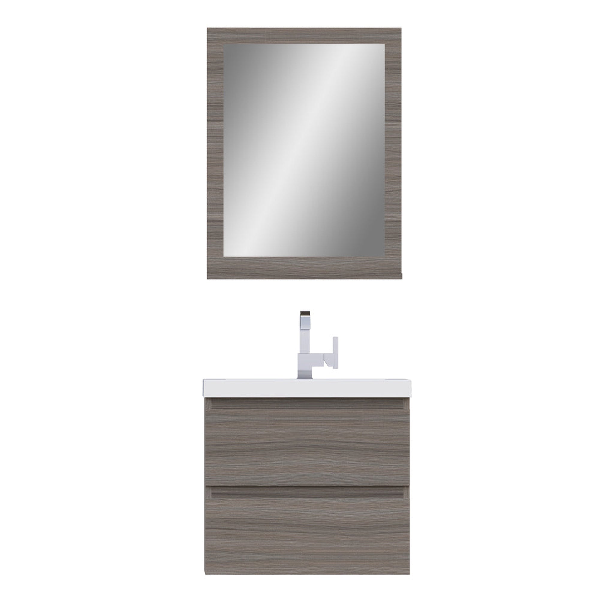 Alya Bath, Alya Bath Paterno 24" Single Gray Modern Wall Mounted  Bathroom Vanity With Acrylic Top and Integrated Sink