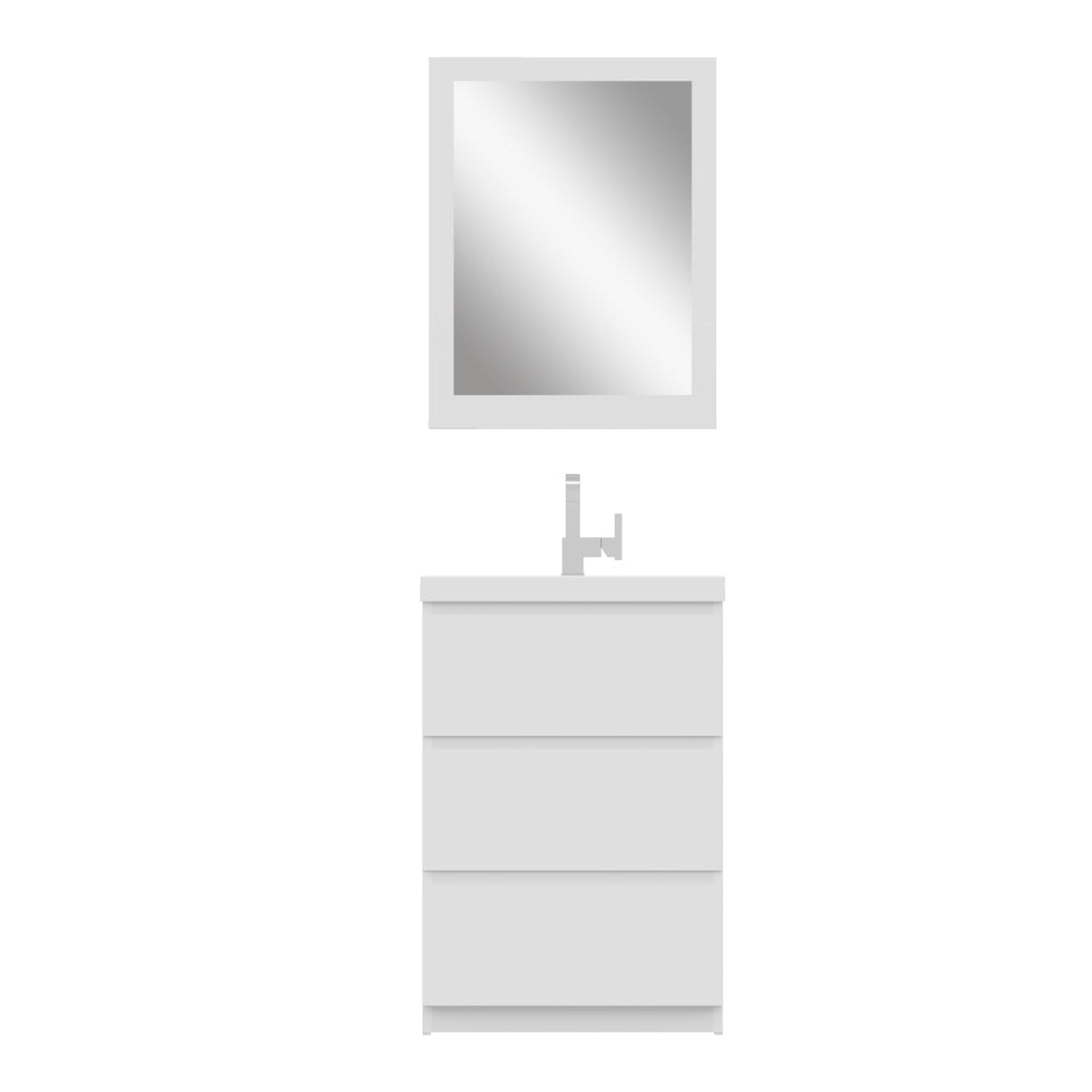 Alya Bath, Alya Bath Paterno 24" Single White Modern Freestanding Bathroom Vanity With Acrylic Top and Integrated Sink