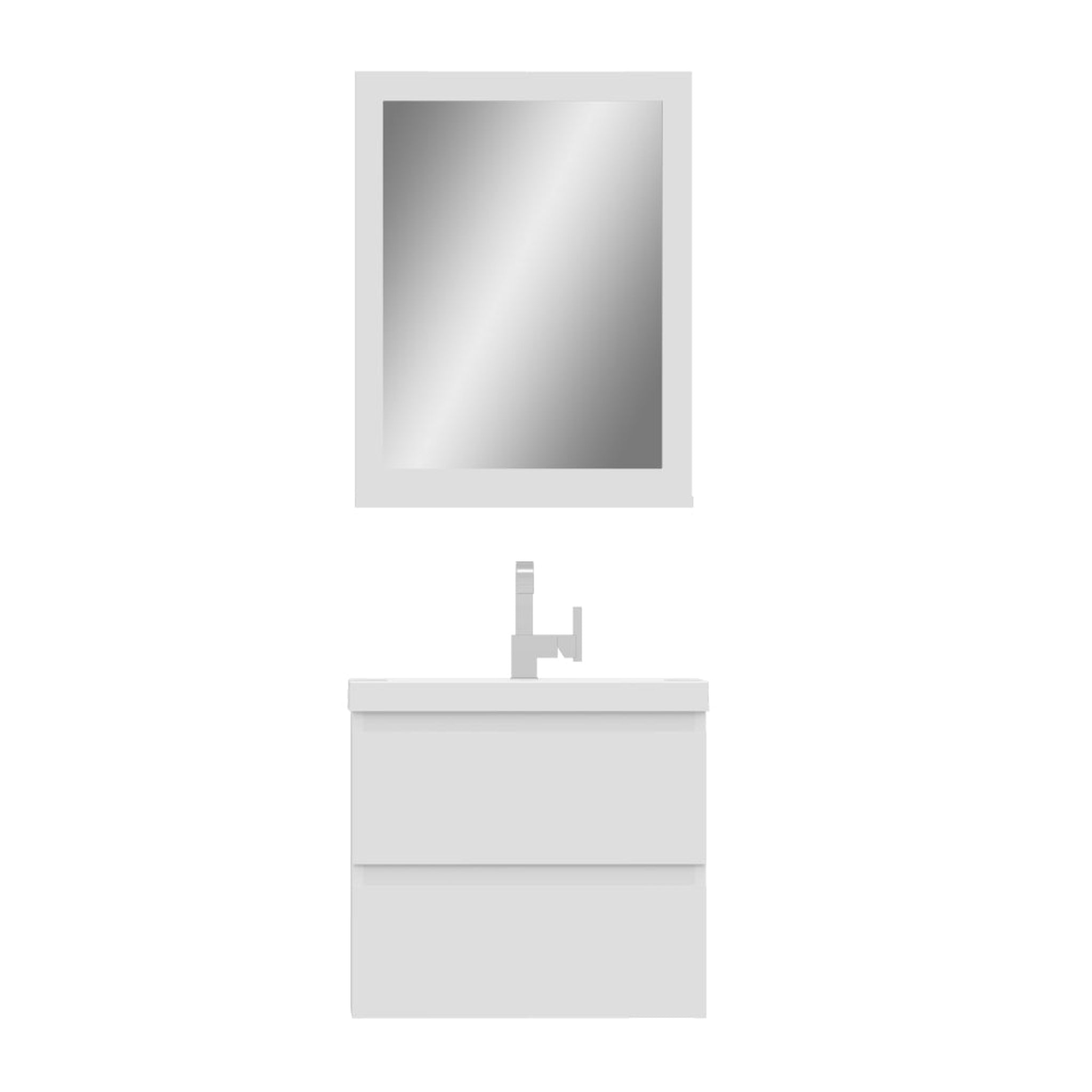 Alya Bath, Alya Bath Paterno 24" Single White Modern Wall Mounted  Bathroom Vanity With Acrylic Top and Integrated Sink