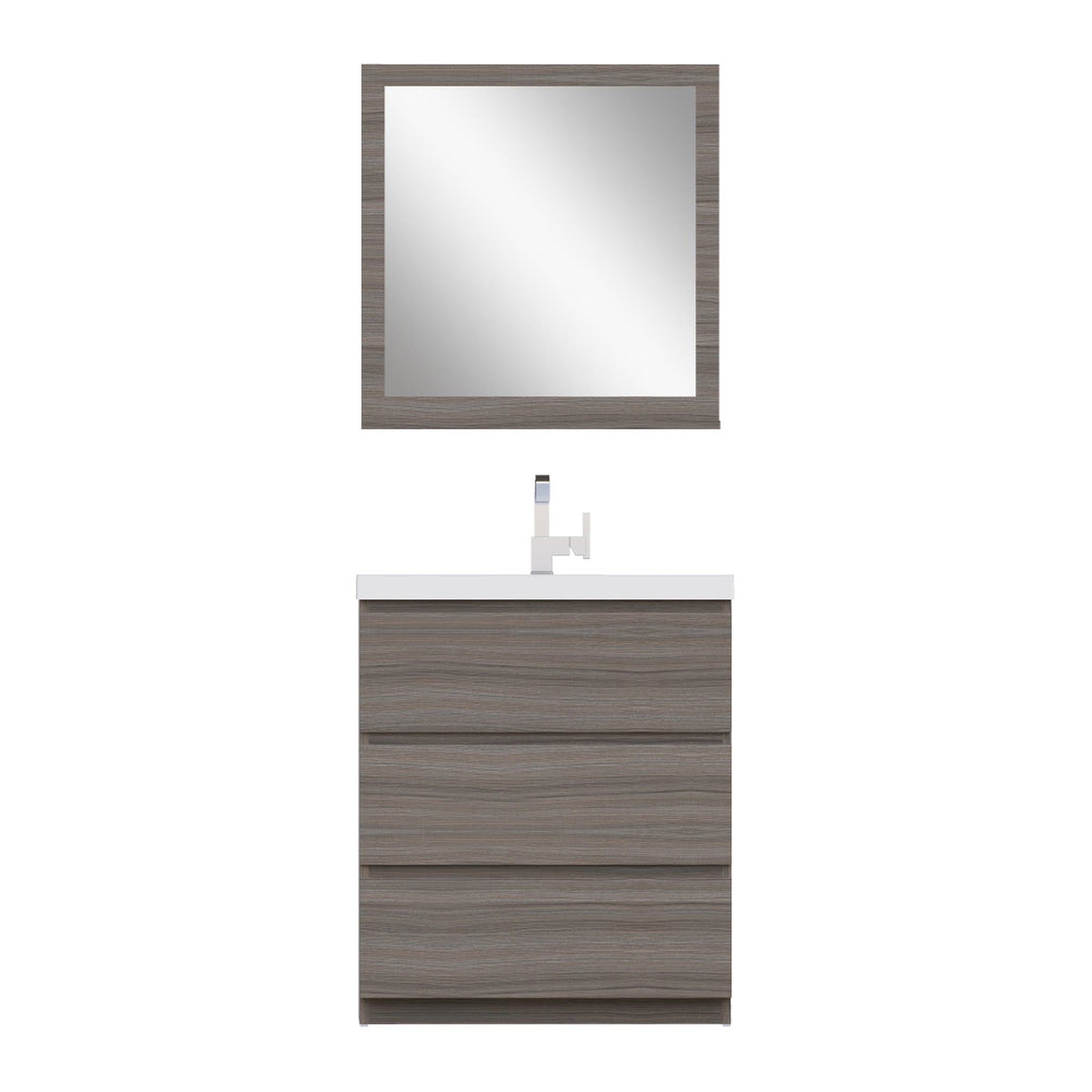 Alya Bath, Alya Bath Paterno 30" Single Gray Modern Freestanding  Single Bathroom Vanity With Acrylic Top and Integrated Sink