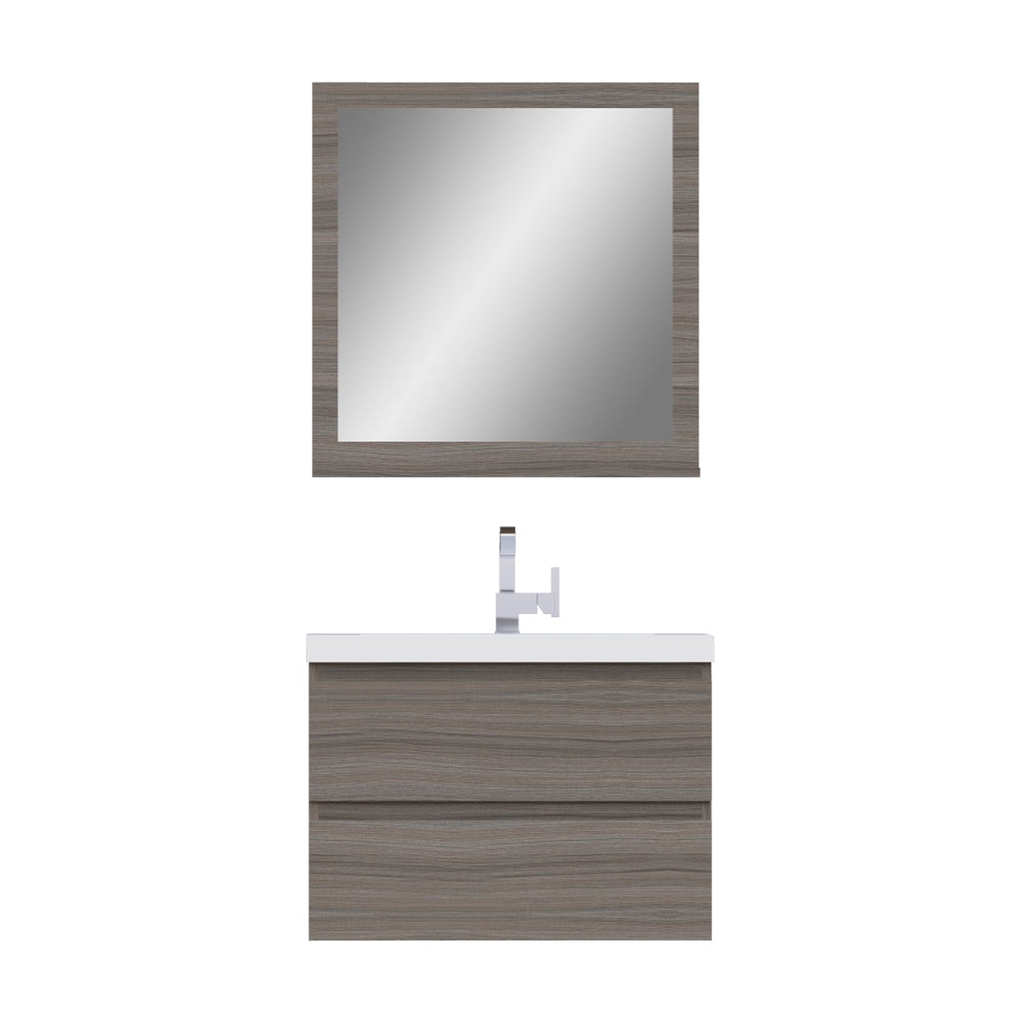 Alya Bath, Alya Bath Paterno 30" Single Gray Wall Mounted  Bathroom Vanity With Acrylic Top and Integrated Sink