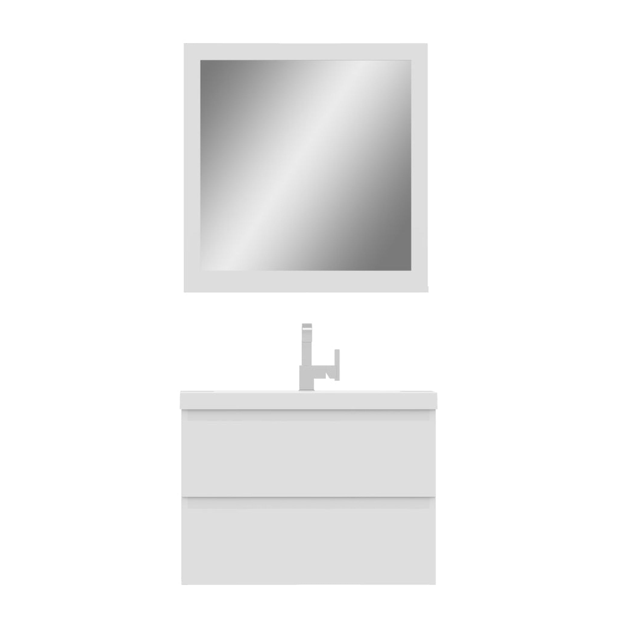 Alya Bath, Alya Bath Paterno 30" Single White Modern Wall Mounted  Bathroom Vanity With Acrylic Top and Integrated Sink