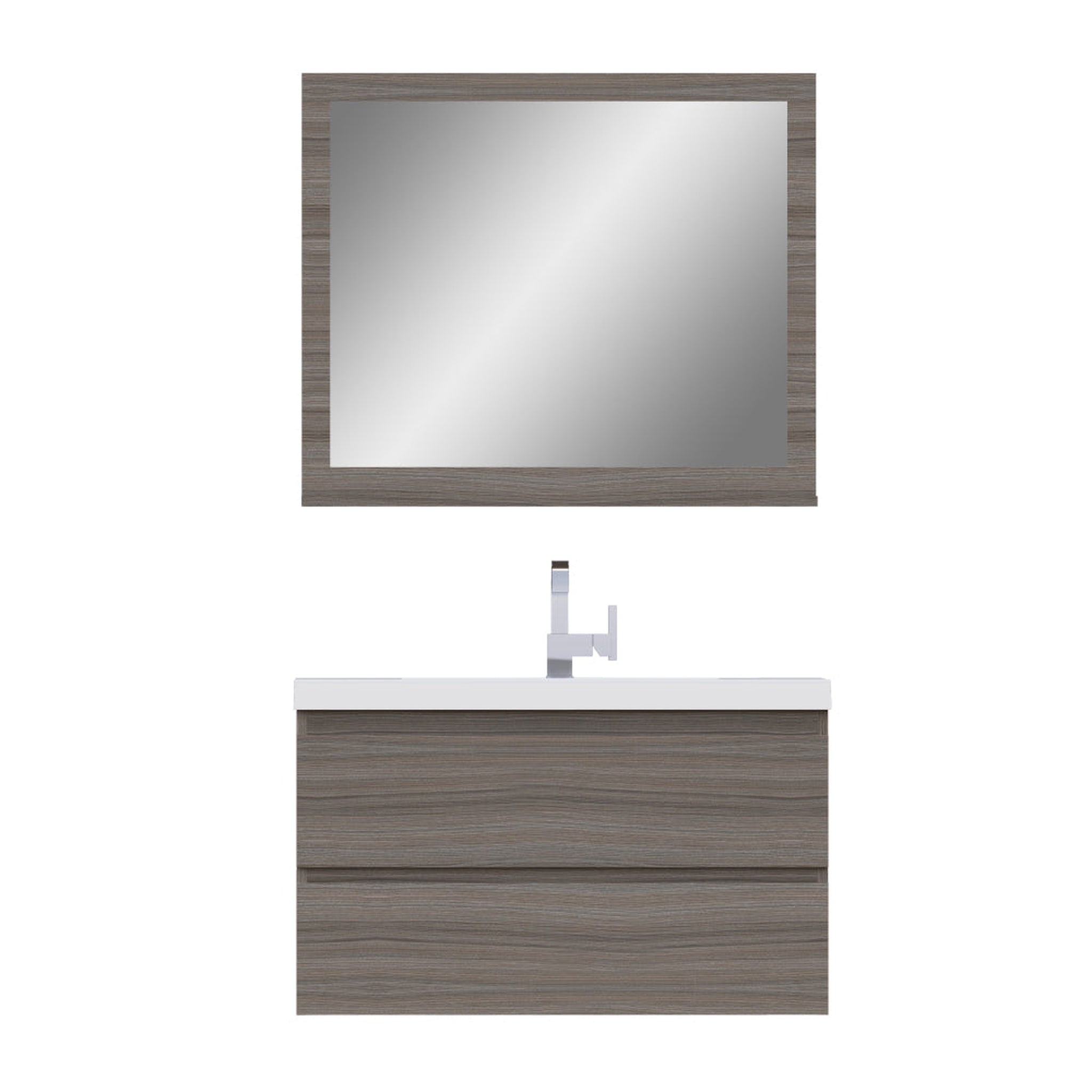 Alya Bath, Alya Bath Paterno 36" Single Gray Modern Wall Mounted  Bathroom Vanity With Acrylic Top and Integrated Sink