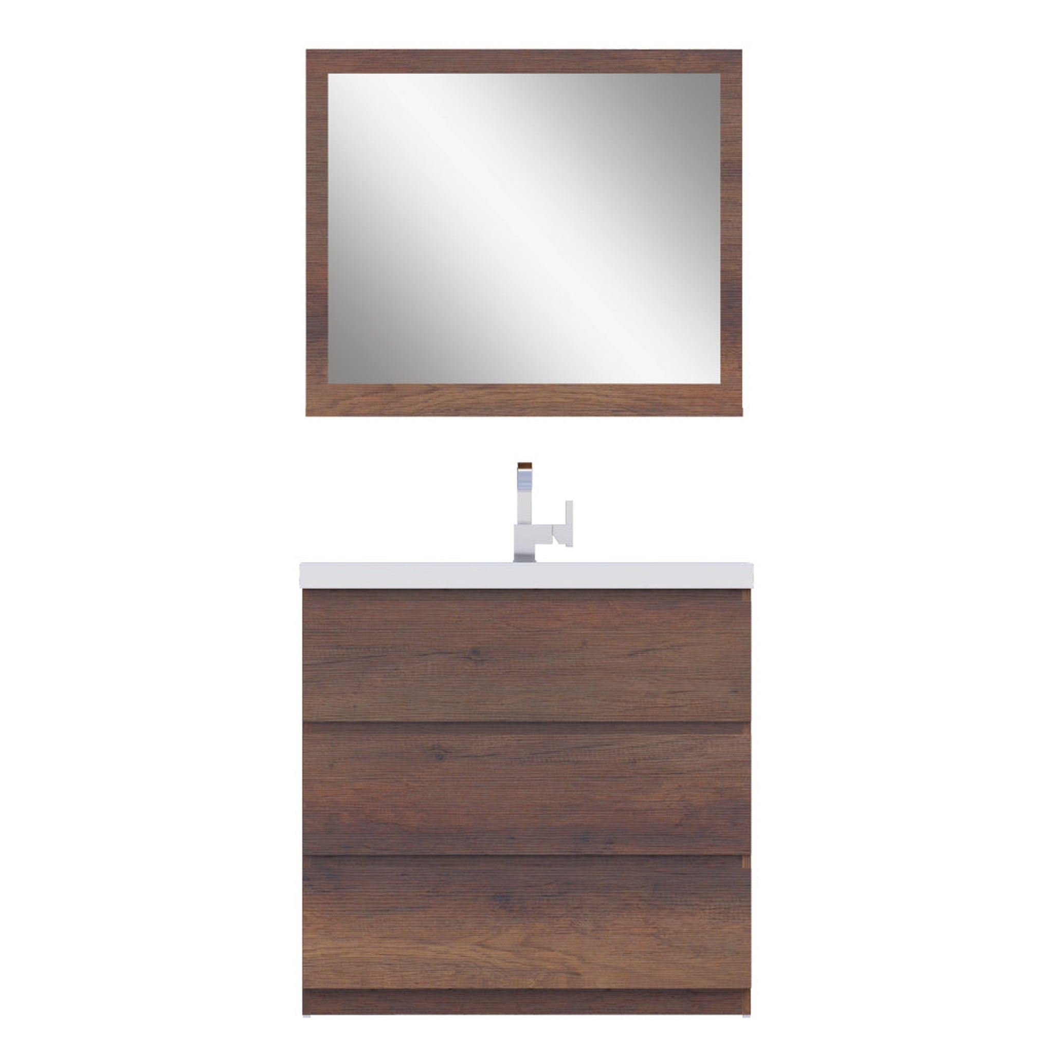 Alya Bath, Alya Bath Paterno 36" Single Rosewood  Modern Freestanding  Bathroom Vanity With Acrylic Top and Integrated Sink