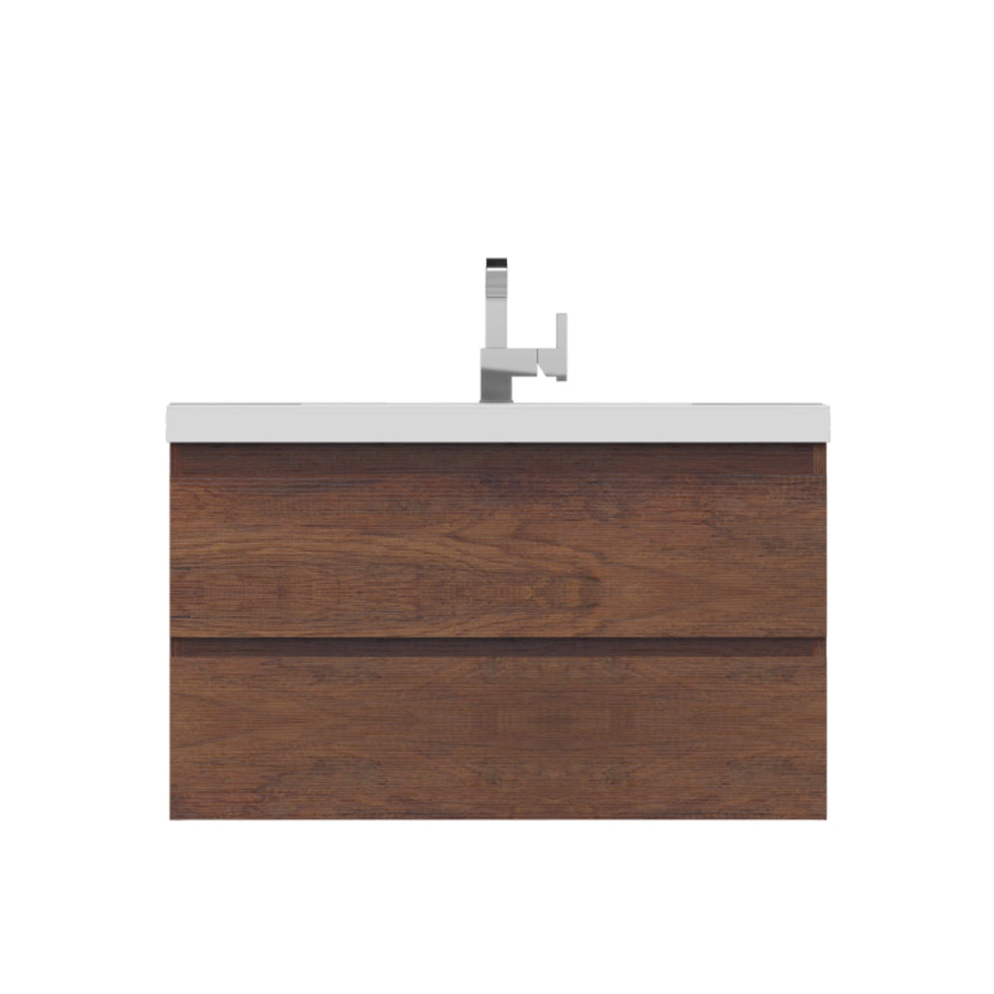 Alya Bath, Alya Bath Paterno 36" Single Rosewood Modern Wall Mounted Bathroom Vanity With Acrylic Top and Integrated Sink