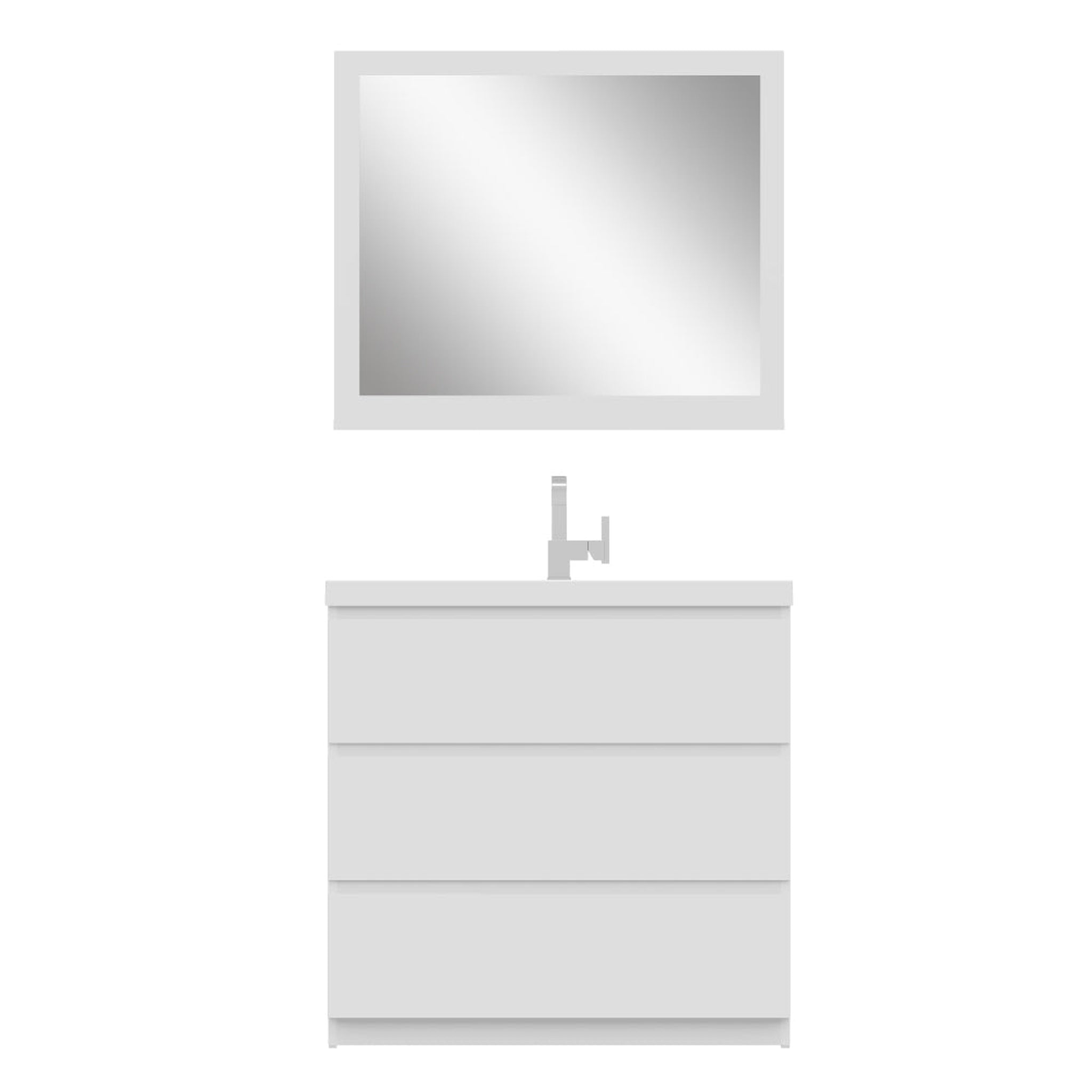 Alya Bath, Alya Bath Paterno 36" Single White Modern Freestanding  Bathroom Vanity With Acrylic Top and Integrated Sink