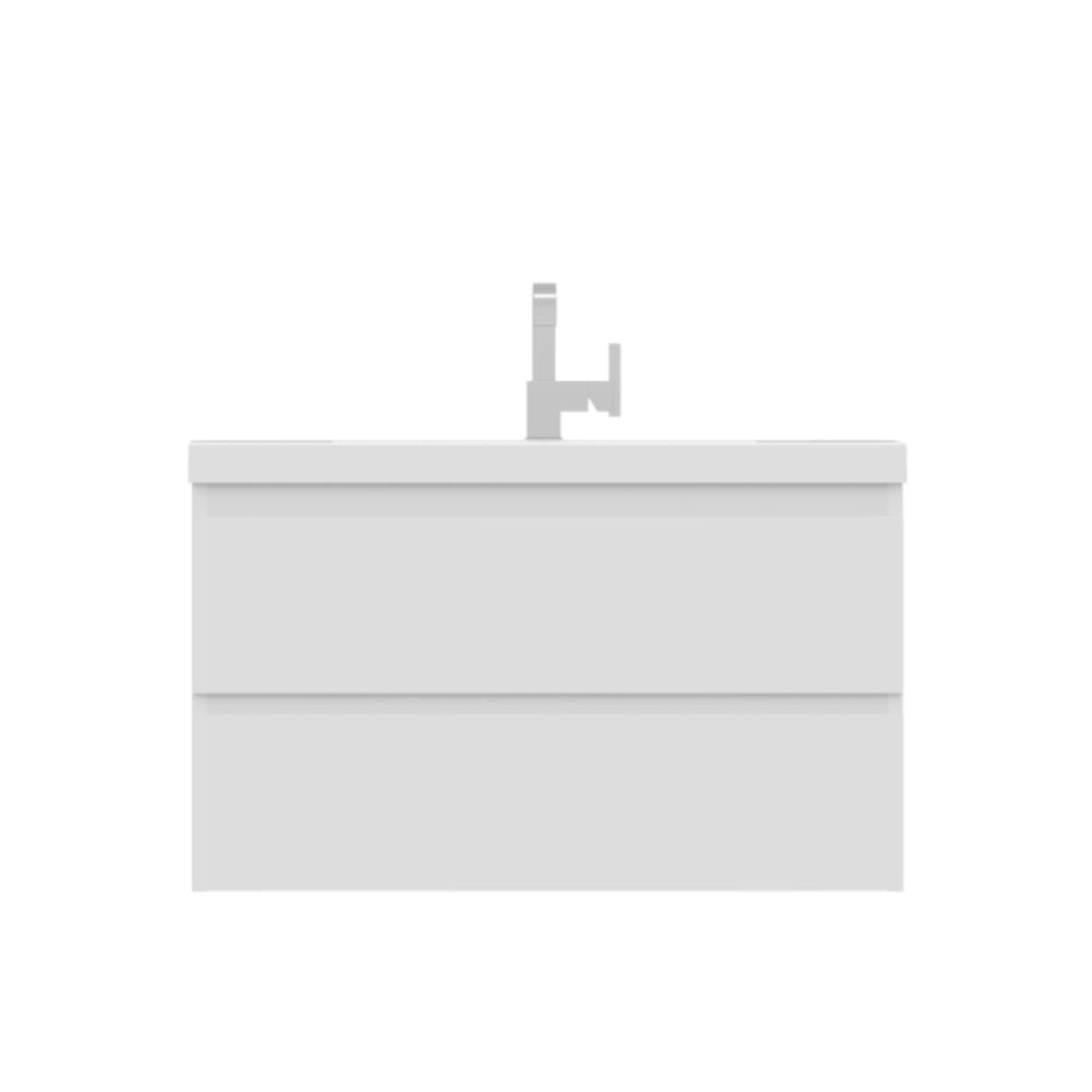 Alya Bath, Alya Bath Paterno 36" Single White Modern Wall Mounted  Bathroom Vanity With Acrylic Top and Integrated Sink