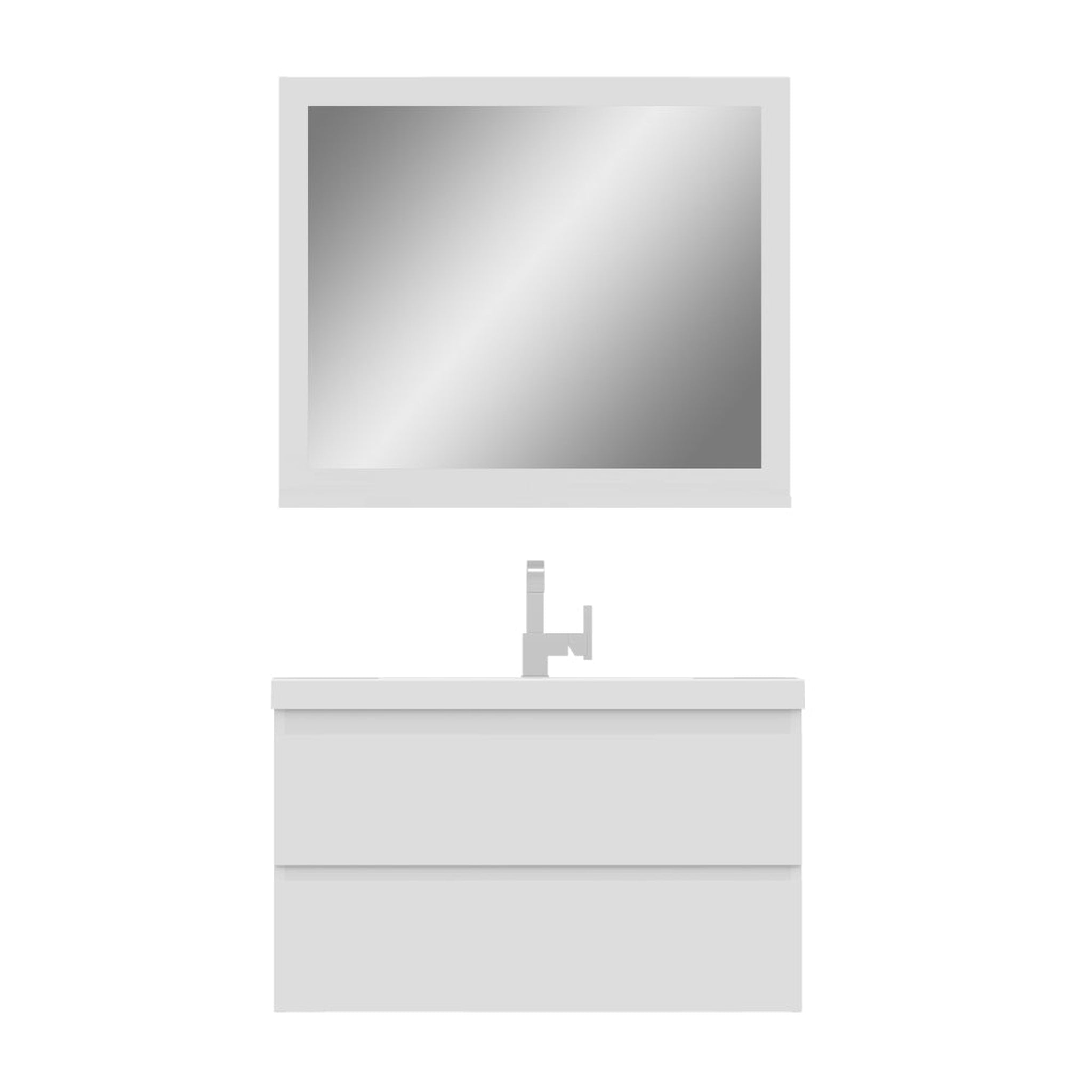 Alya Bath, Alya Bath Paterno 36" Single White Modern Wall Mounted  Bathroom Vanity With Acrylic Top and Integrated Sink