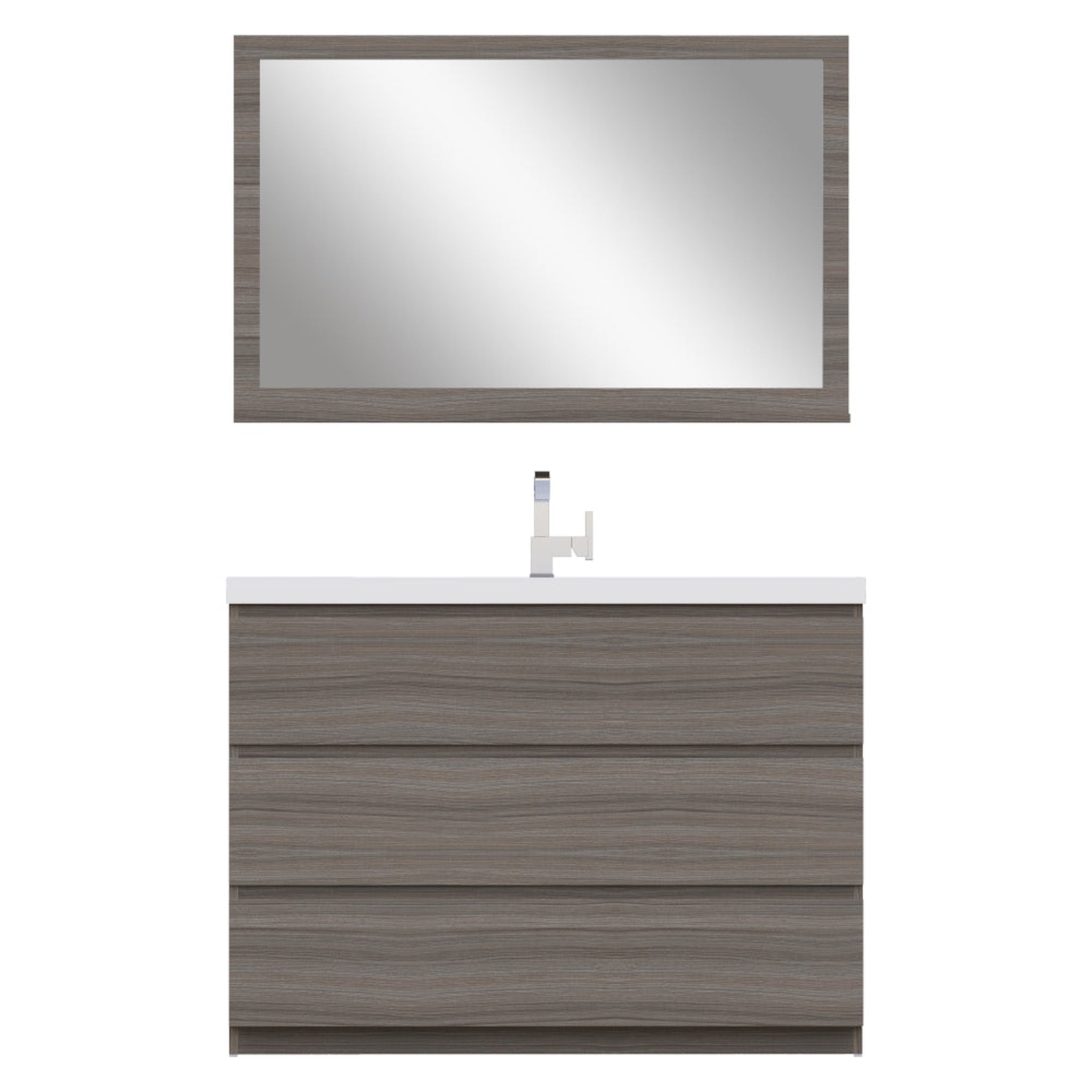 Alya Bath, Alya Bath Paterno 48" Single Gray Modern Freestanding  Bathroom Vanity With Acrylic Top and Integrated Sink