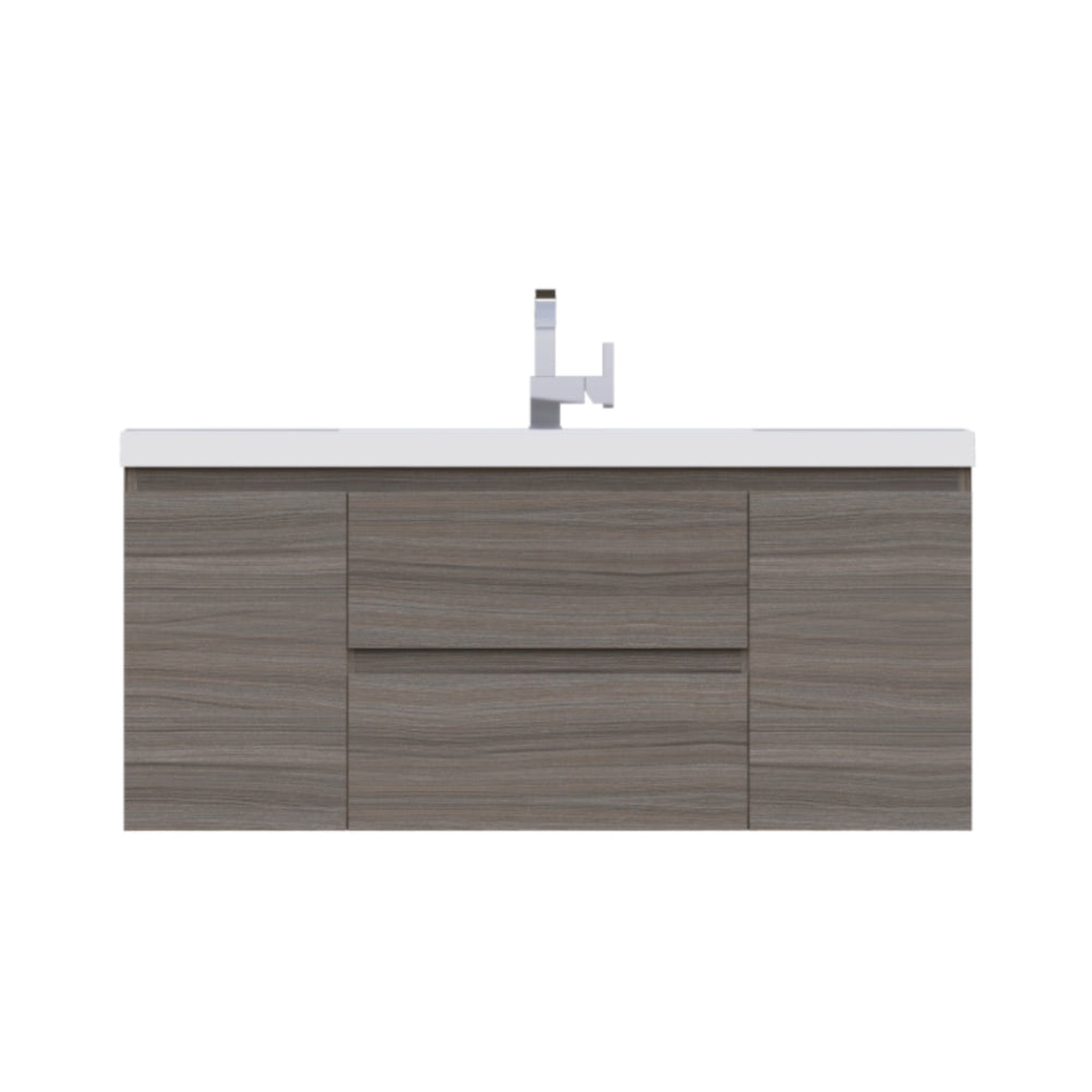 Alya Bath, Alya Bath Paterno 48" Single Gray Modern Wall Mounted  Bathroom Vanity With Acrylic Top and Integrated Sink