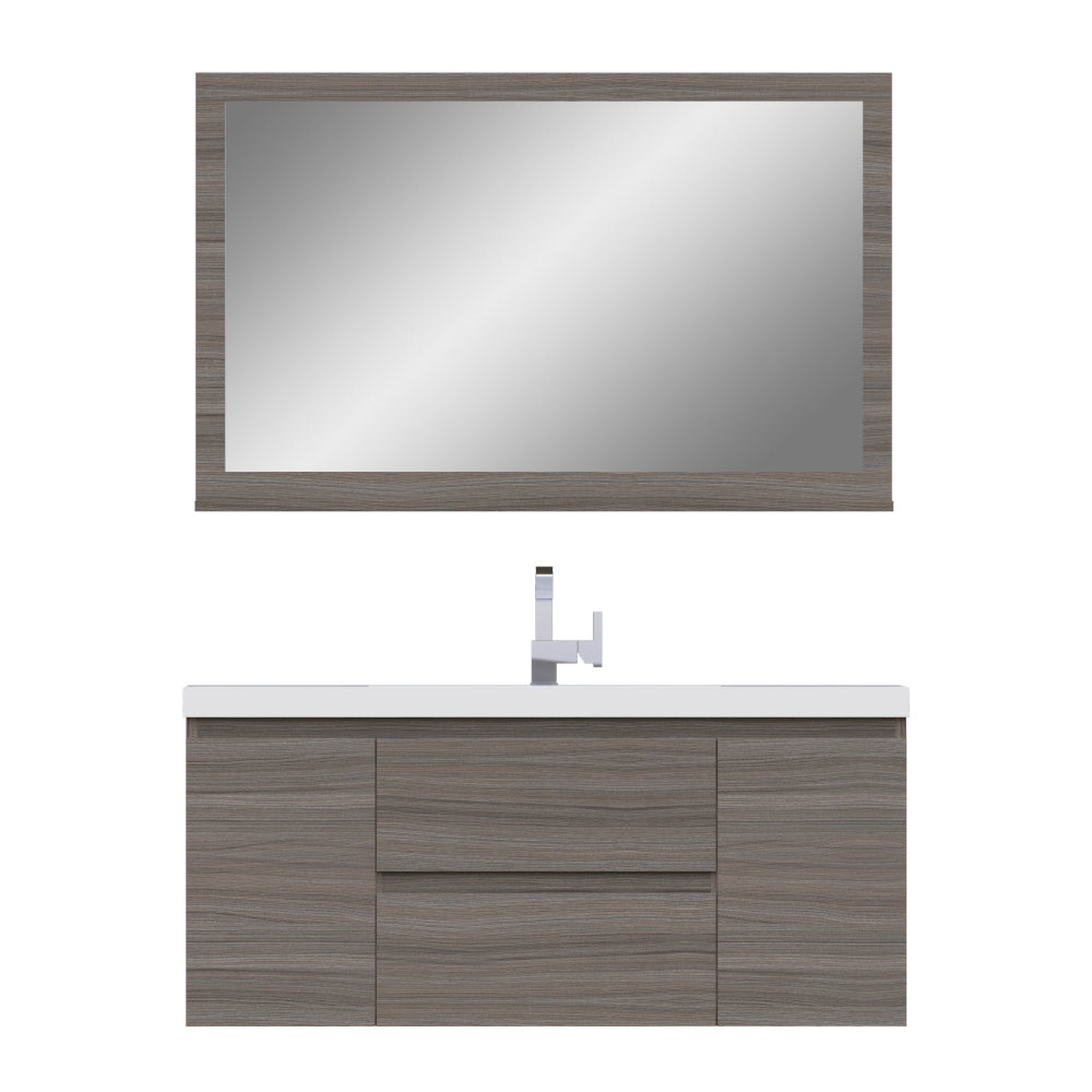 Alya Bath, Alya Bath Paterno 48" Single Gray Modern Wall Mounted  Bathroom Vanity With Acrylic Top and Integrated Sink