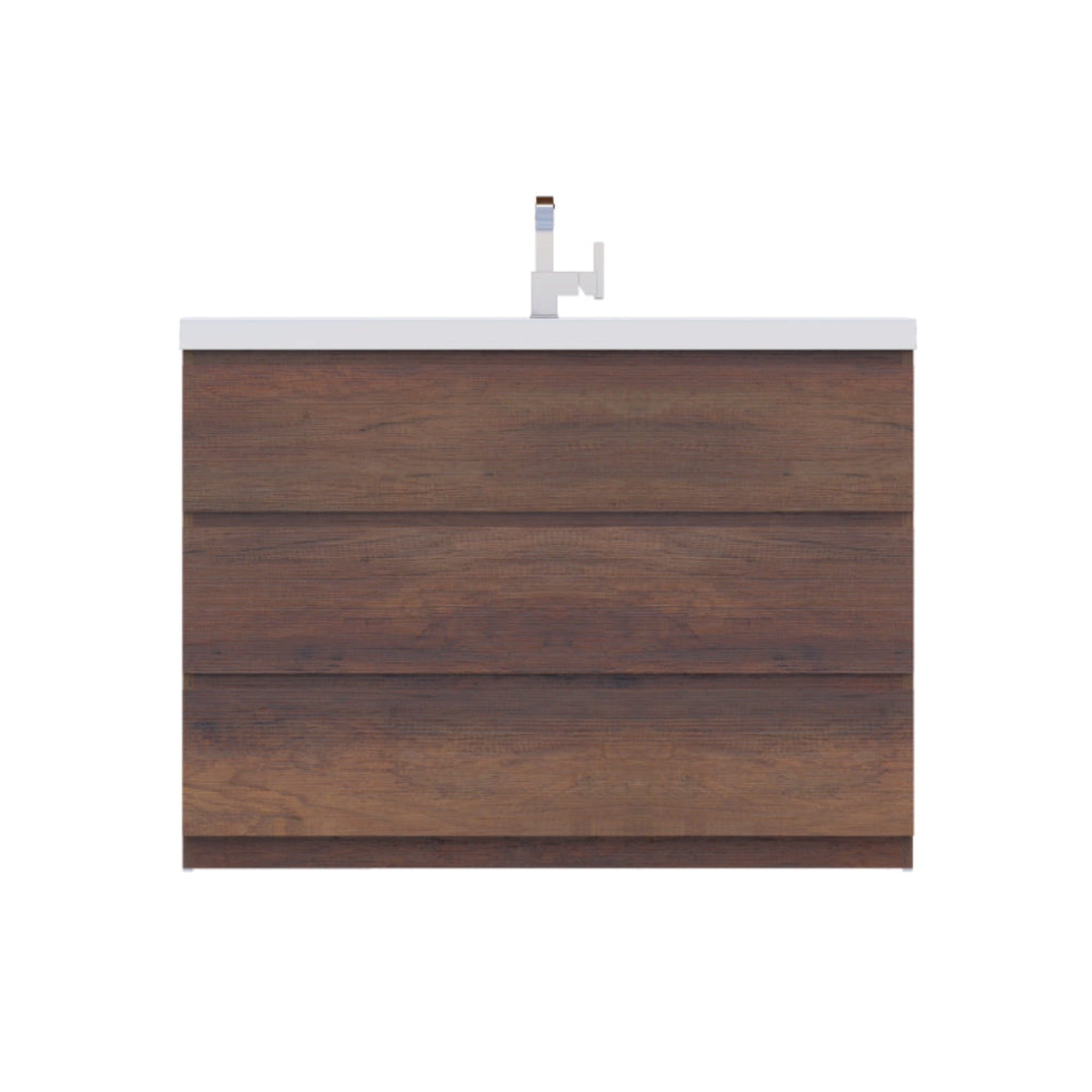 Alya Bath, Alya Bath Paterno 48" Single Rosewood Modern Freestanding  Bathroom Vanity With Acrylic Top and Integrated Sink