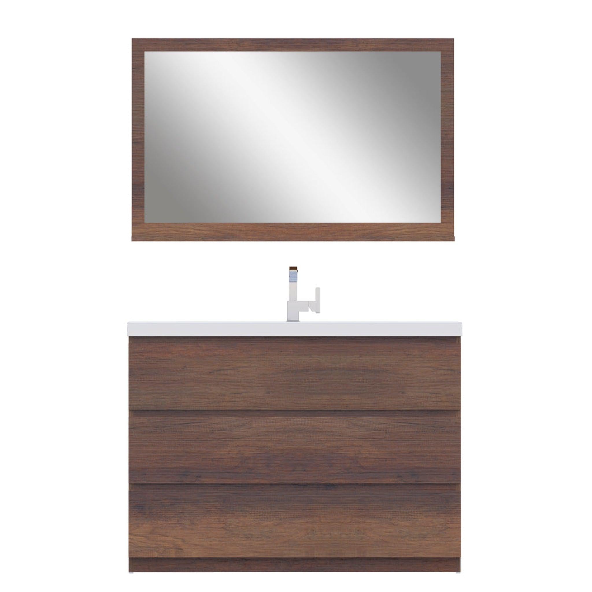 Alya Bath, Alya Bath Paterno 48" Single Rosewood Modern Freestanding  Bathroom Vanity With Acrylic Top and Integrated Sink