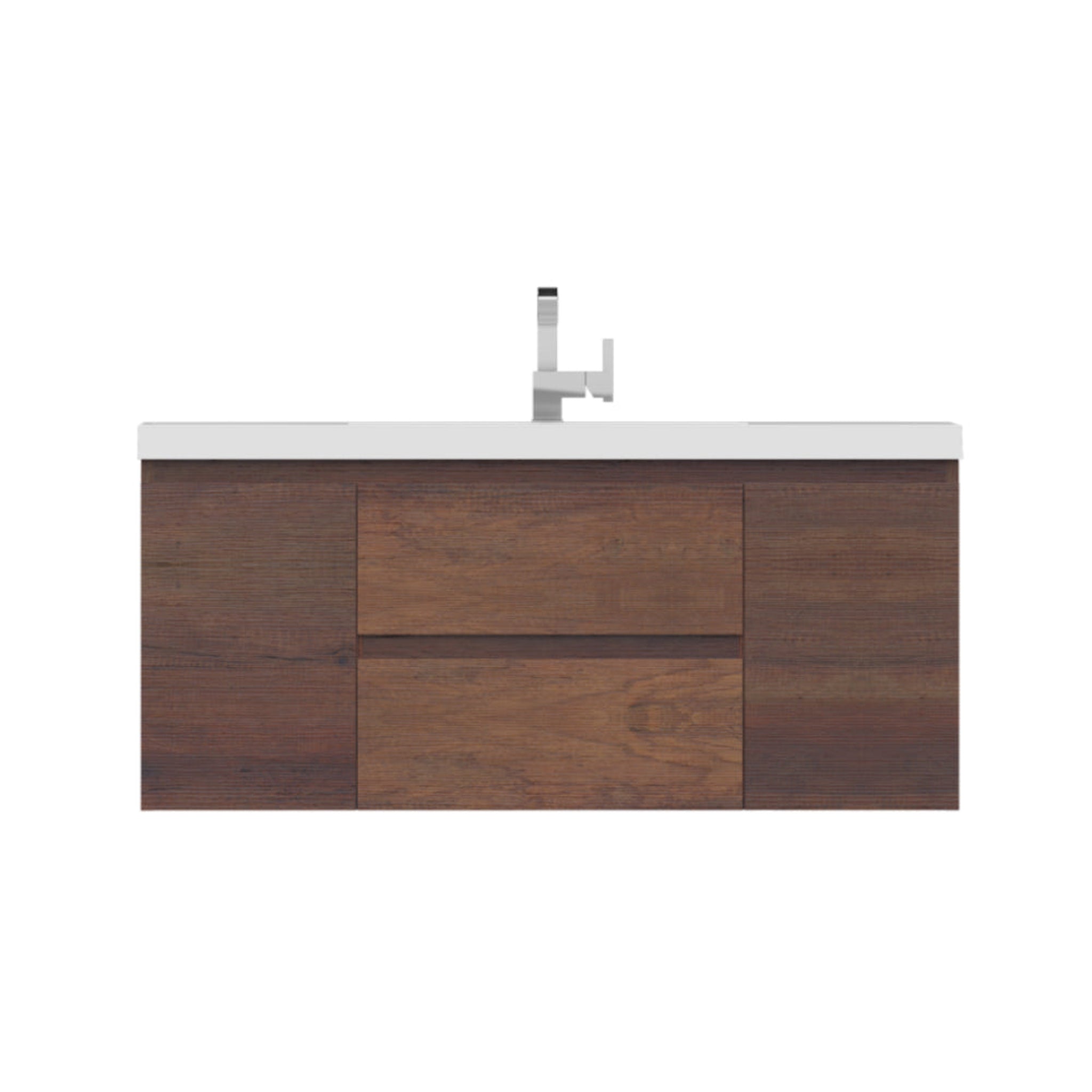 Alya Bath, Alya Bath Paterno 48" Single Rosewood Modern Wall Mounted  Bathroom Vanity With Acrylic Top and Integrated Sink