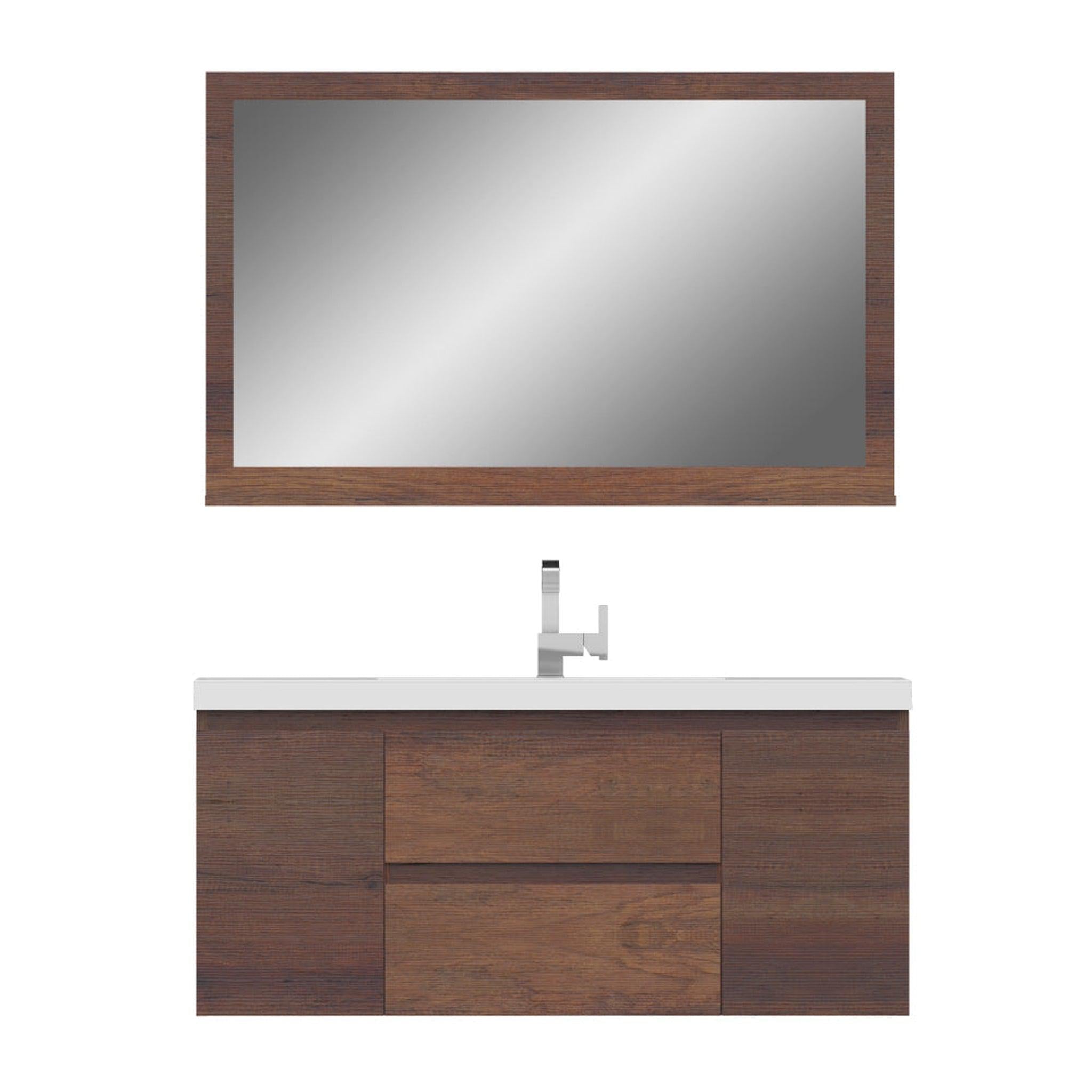 Alya Bath, Alya Bath Paterno 48" Single Rosewood Modern Wall Mounted  Bathroom Vanity With Acrylic Top and Integrated Sink