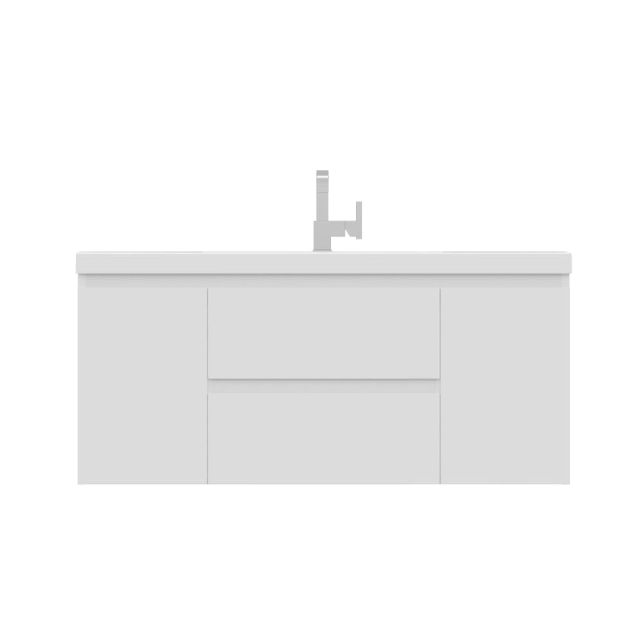 Alya Bath, Alya Bath Paterno 48" Single White Modern Wall Mounted  Bathroom Vanity With Acrylic Top and Integrated Sink