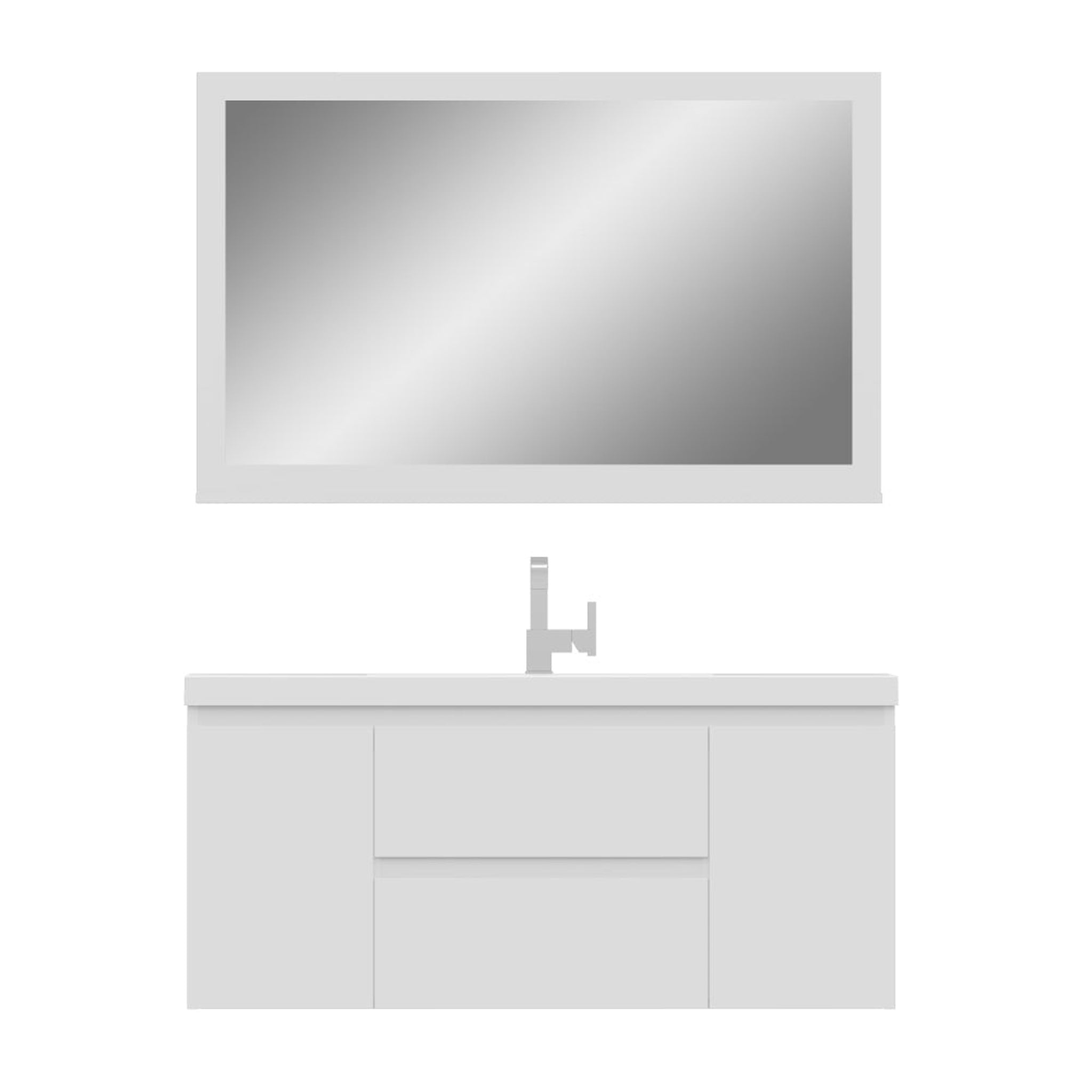 Alya Bath, Alya Bath Paterno 48" Single White Modern Wall Mounted  Bathroom Vanity With Acrylic Top and Integrated Sink