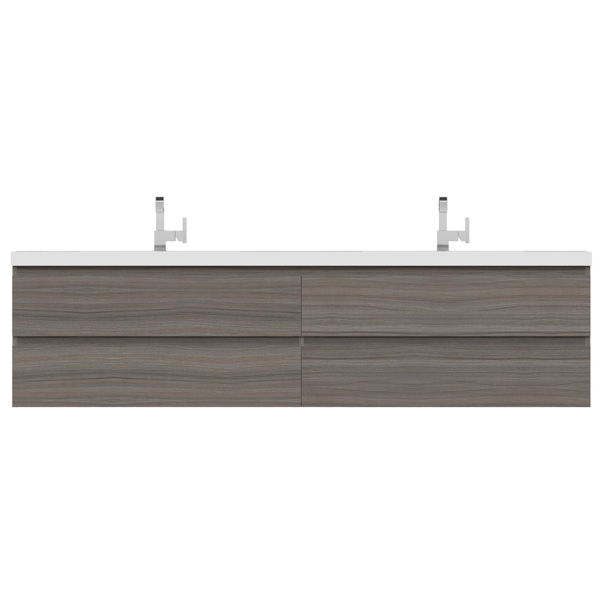 Alya Bath, Alya Bath Paterno 84" Double Gray Modern Wall Mounted  Bathroom Vanity With Acrylic Top and Integrated Sink